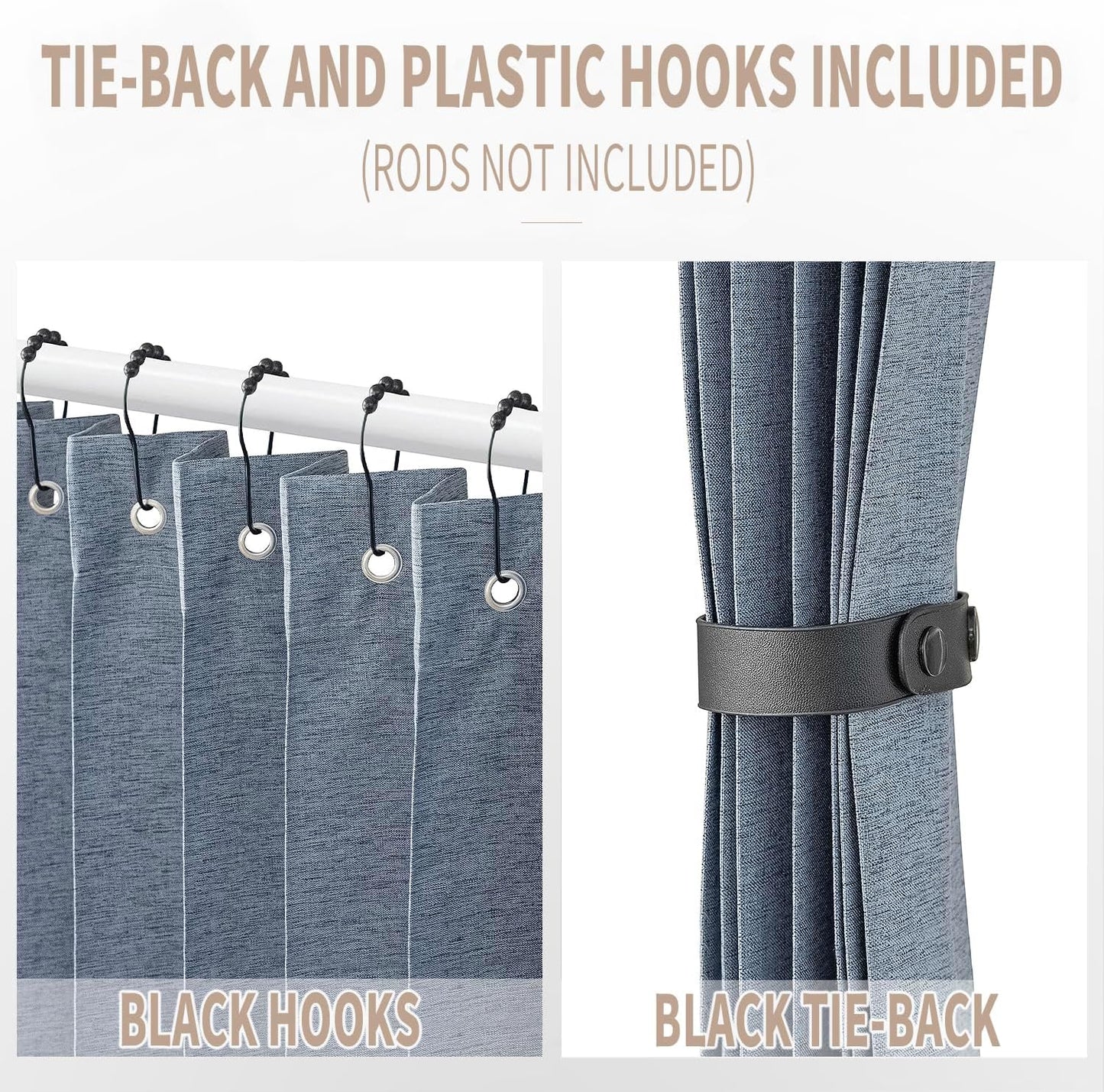 Vatge Accordian Style Door Curtains for Bedroom, and Closet Without Door, Room Divider Curtain for Living Room/Bathroom/Bedroom, 1 Panel with Tieback, W39 x L78, Blue