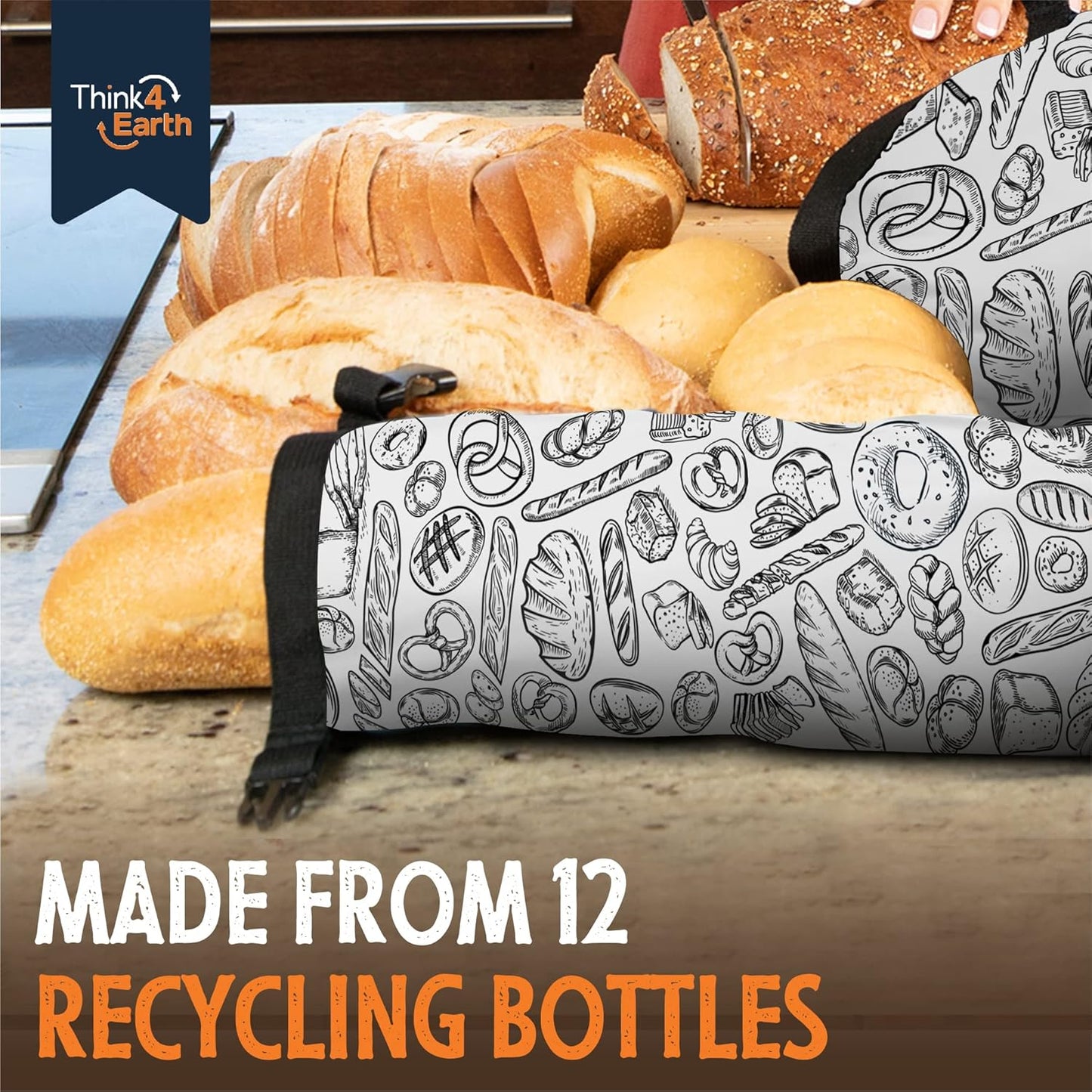 THINK4EARTH® - Large Bread and Baguette Bags (White, Baguette Bag 2 Pack)