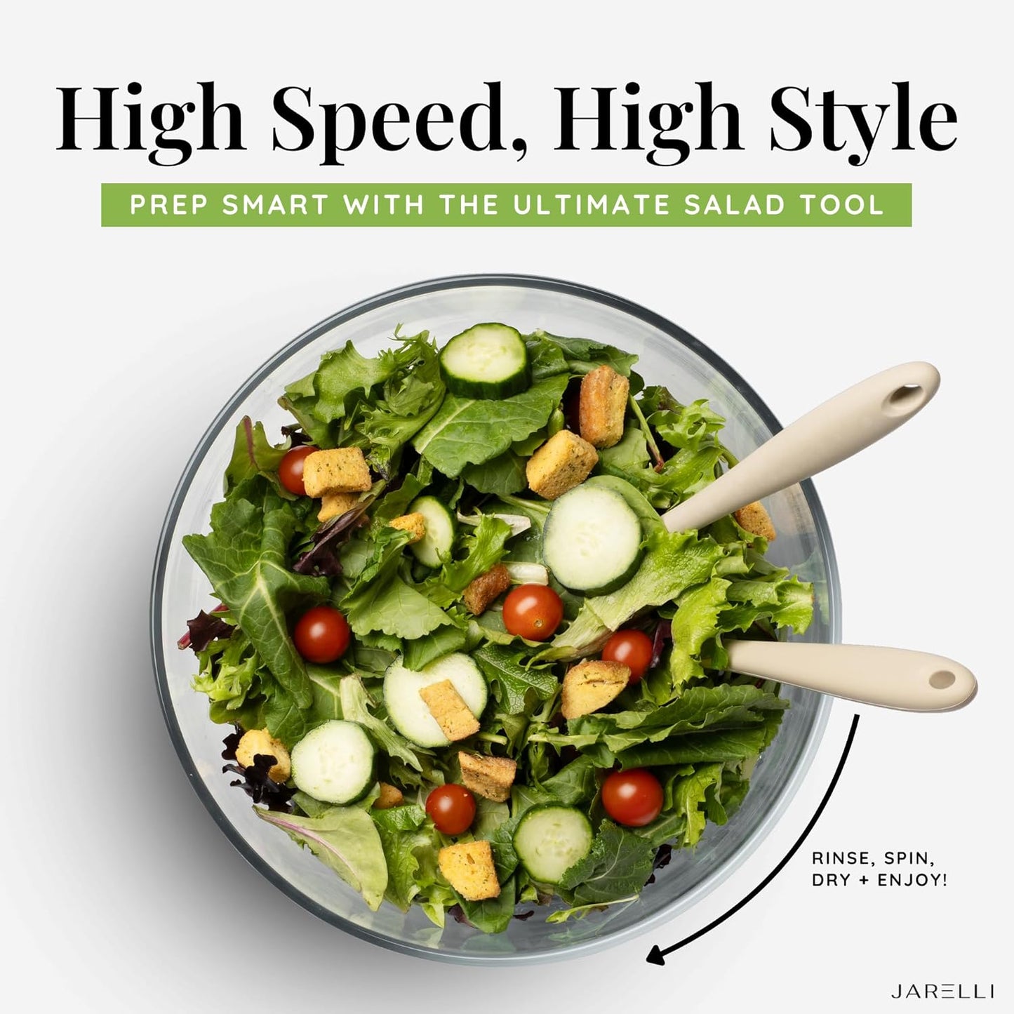 Glass Salad Spinner 6.3QT with Storage Lid | One Handed Press Lettuce Spinner | Salad Spinner for Washing, Spinning, and Draining Greens, Fruits, and Vegetables