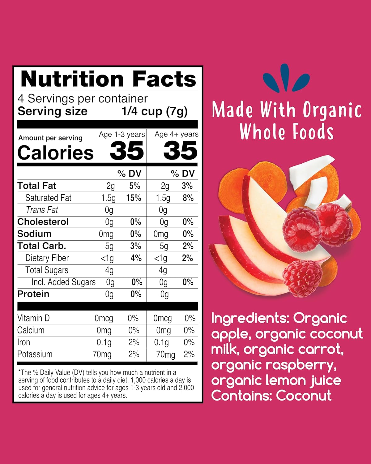 Amara Smoothie Melts - Carrot Raspberry - Baby Snacks Made With Fruits and Vegetables - Healthy Toddler Snacks For Your Kids Lunch Box - Organic Plant Based Yogurt Melts - 6 Resealable Bags