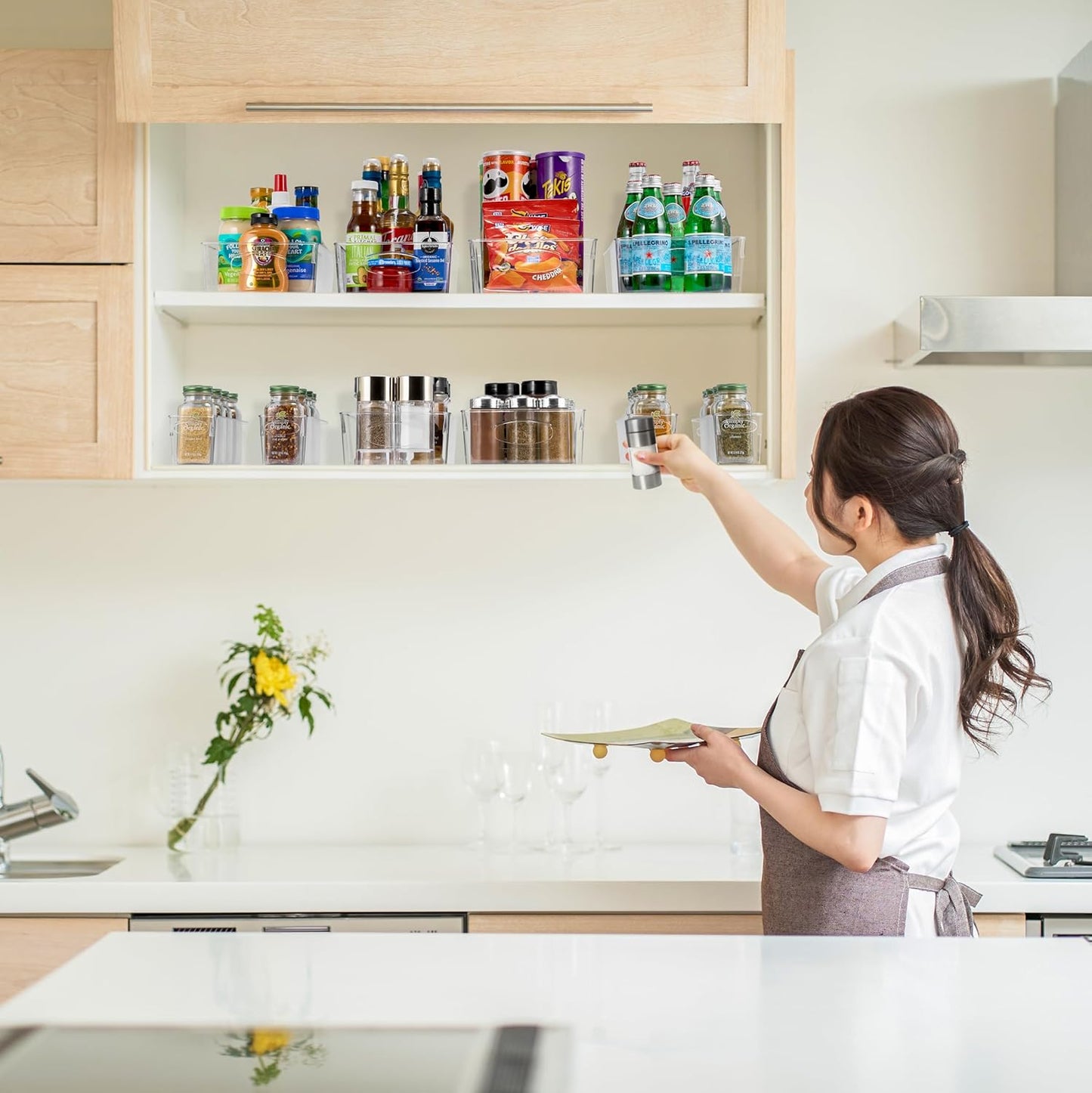 Sorbus 10-Pack Medium Clear Plastic Organizing Bins – Clear Bins for Organizing, Refrigerator Organizers, Fridge Organizer, Pantry Storage, Kitchen Organizer, and Pantry Organizers and Storage Bins