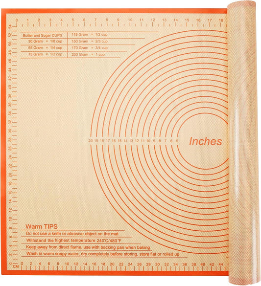 Silicone Pastry Mat 34x26 Inch Nonstick Baking Mat -Perfect for Doug, Pastry, Dough Rolling, Kneading Board, Pie Crust, Fondant, Pasta/Pizza, Kitchen Counter Mat