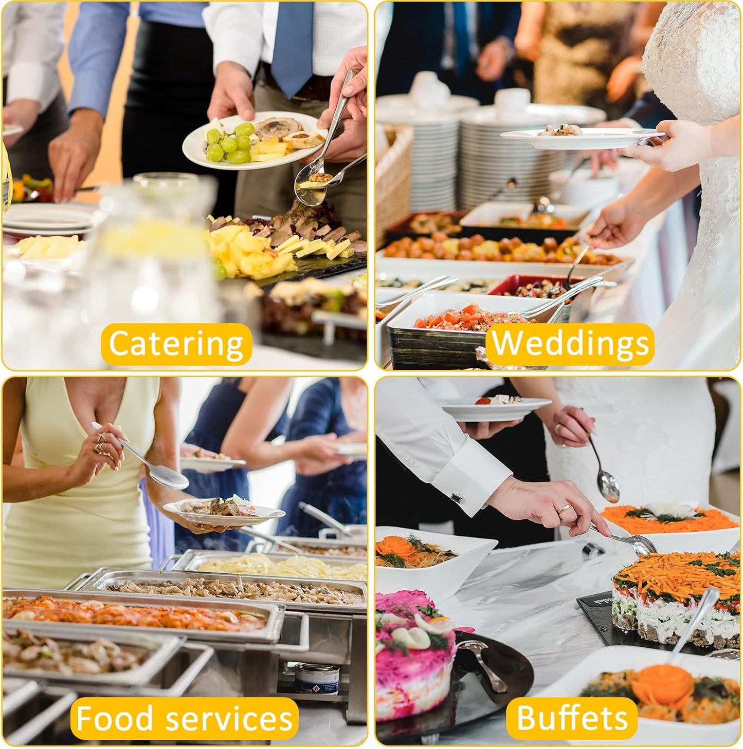 12 Pcs Stainless Steel Serving Spoons Set for Buffet, 8.3 Inches Large Serving Utensils Dishwasher Safe Metal Polished Buffet Spoons for Food Cooking Catering Kitchen Banquet Restaurant Home