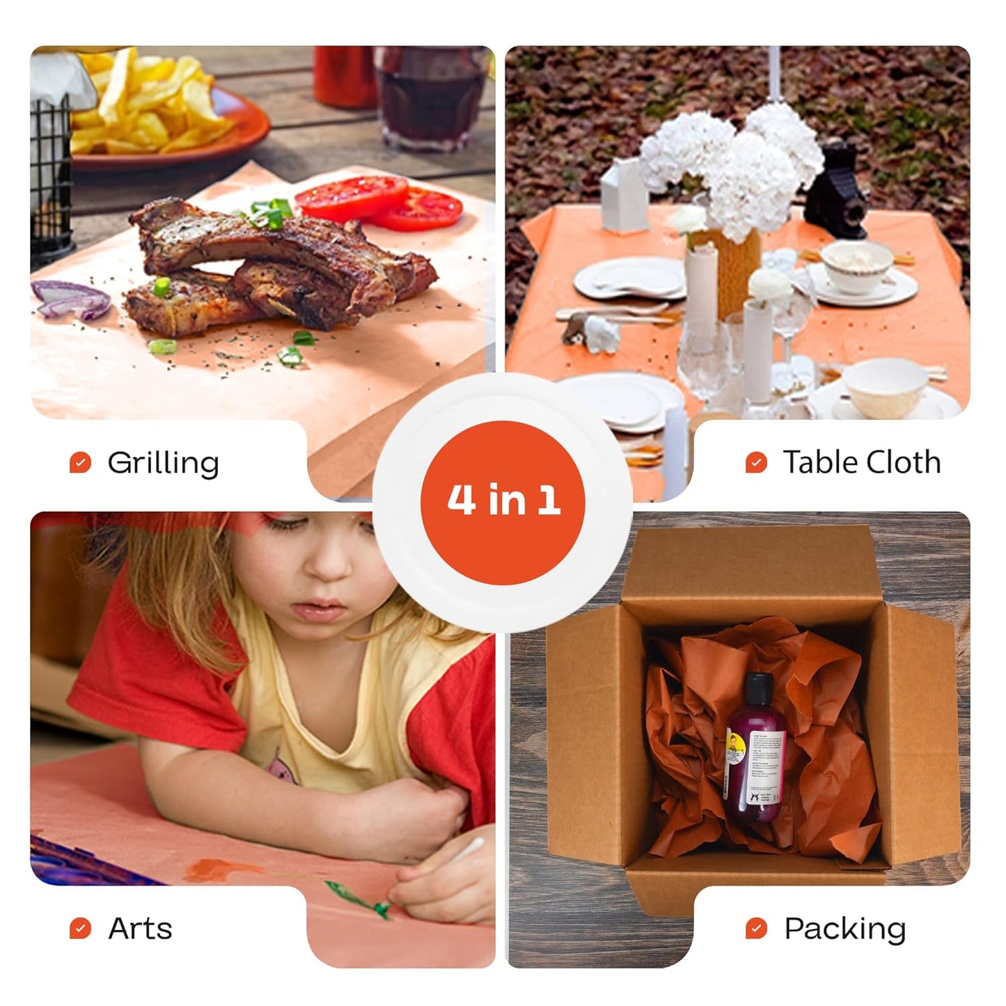 Peach Butcher Paper 18" x 12000" (1000 feet) - USA-Made Natural Butcher Paper Roll for Meat and Fish - Uncoated, Unwaxed & Food-Grade Material for Smoking, Grilling & Barbecue by IDL Packaging