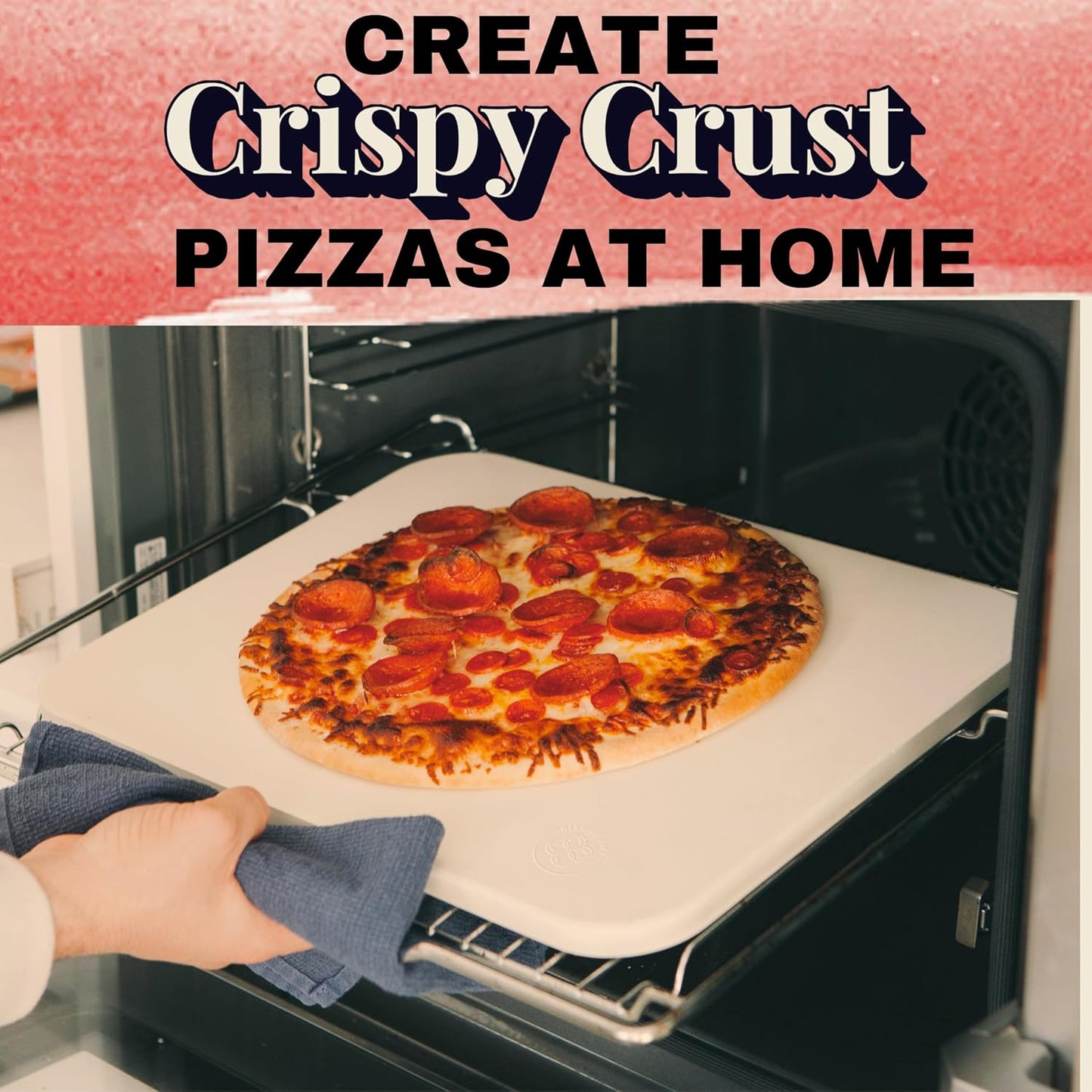 Pizza Stone for Oven and Grill - Rectangle Pizza Stones with Handles and Dough Cutter - 15 inch x 12 inch Grilling Stones - Baking Stone for Bread - Large Oven Stone