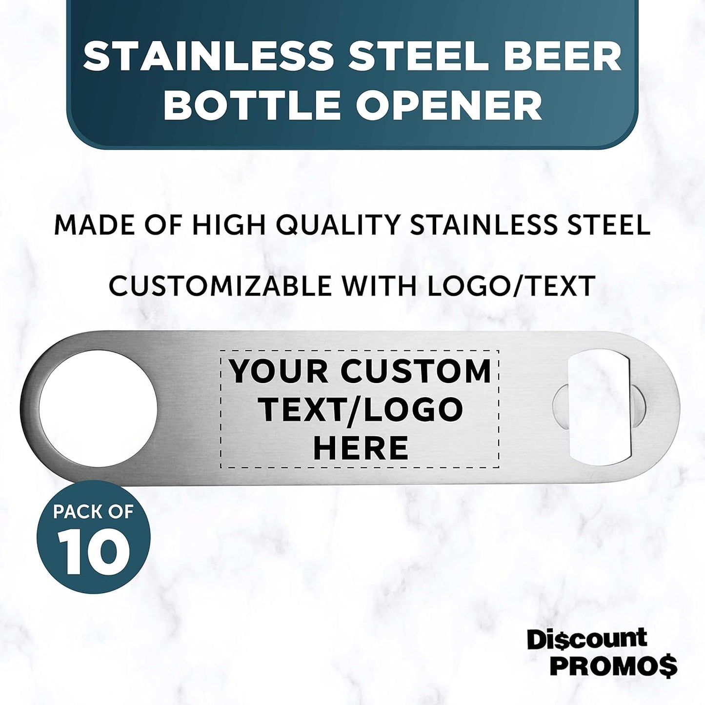 Custom Stainless Steel Beer Bottle Openers Set of 10, Personalized Bulk Pack - Bartender Kit, Bar Accessories, Perfect for Parties, Indoor & Outdoor Events - Silver