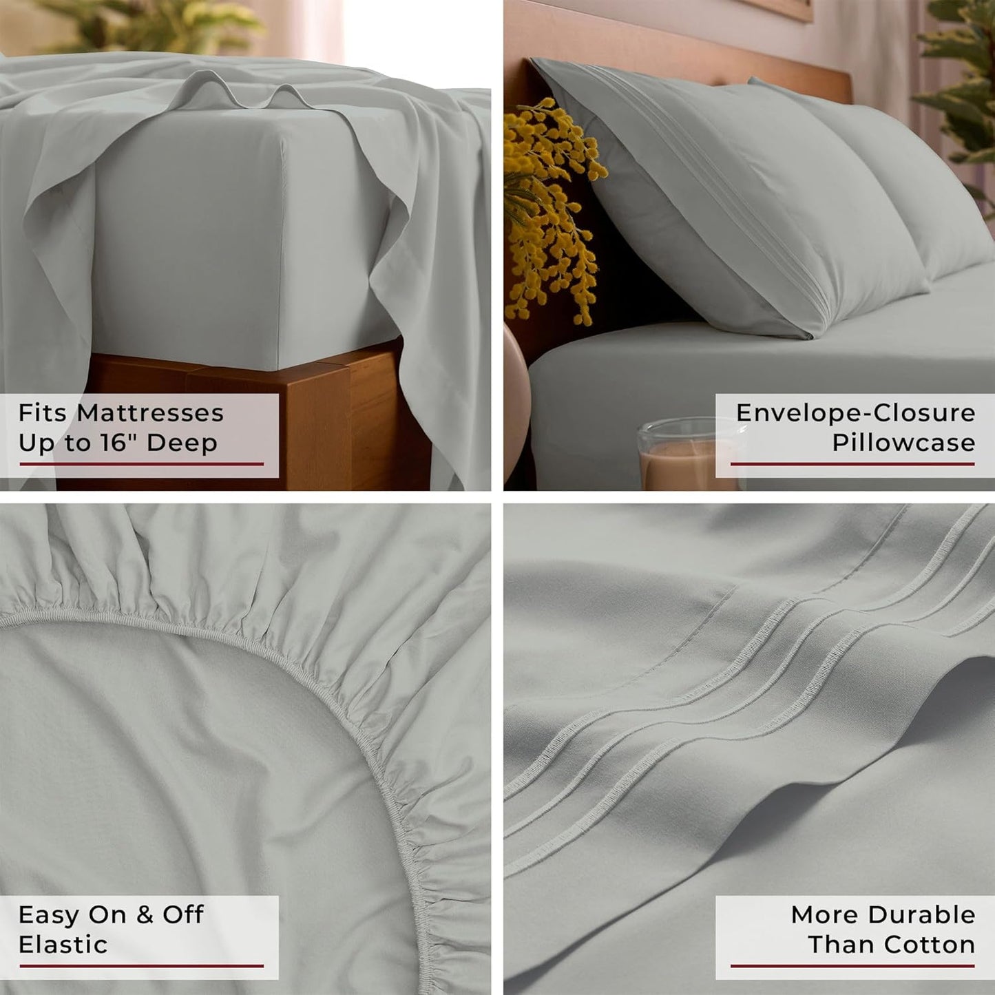Mellanni Queen Sheets Set - 4 PC Iconic Collection Bedding - Hotel Luxury, Extra Soft, Cooling Bed Sheets - Wrinkle, Fade, Stain Resistant (Queen, Spa Mint)