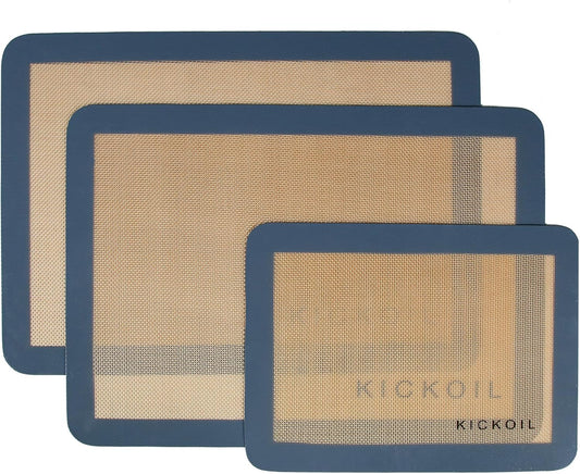 Silicone Baking Mat Large 3 Pack-2 Half Sheets+1 Small Quarter Sheet,Reusable Non Stick Food Safe Baking Supplies Oven Liners Bakeware Mats for Cookies,Macarons,Bread, Pastry, Vegetables