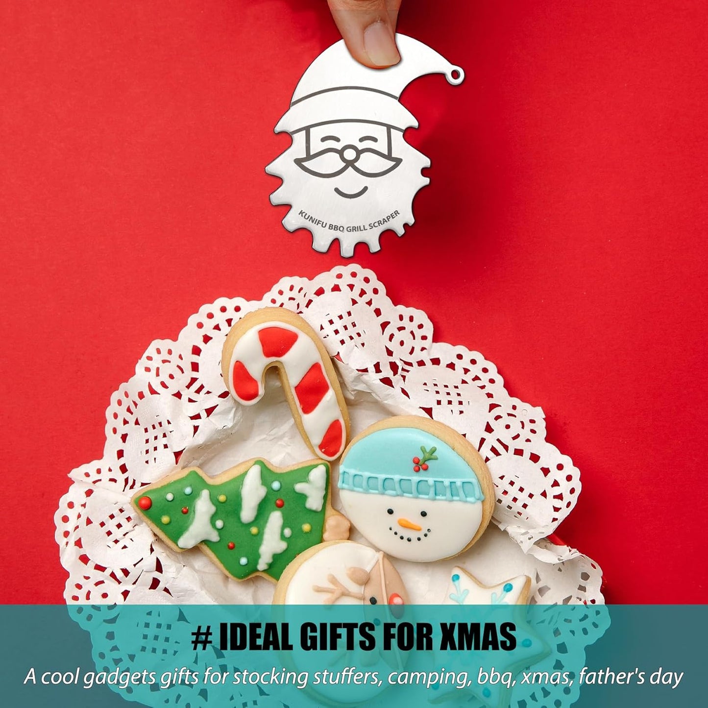 Stocking Stuffers, Ideal Gifts for Christmas, for Men, Dad, Husband, Boyfriend, Fathers Day, KUNIFU BBQ Grill Scraper, Gifts Box Sets 2PACK