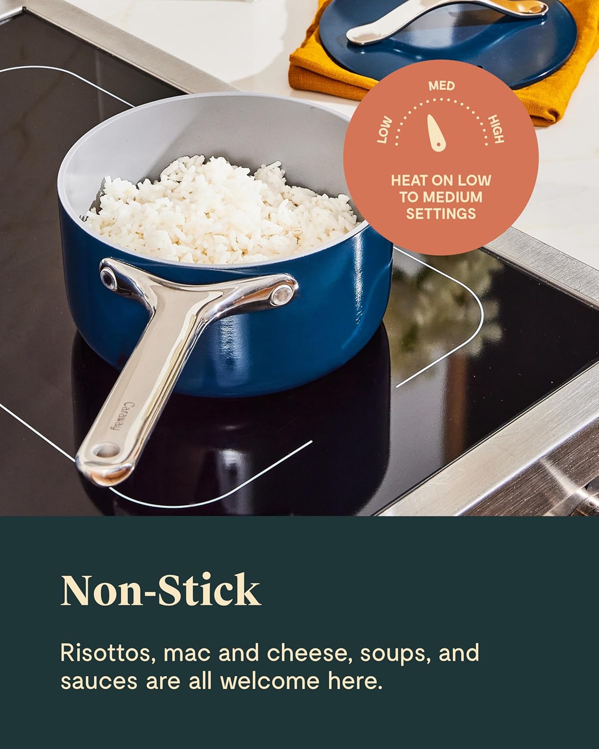 Caraway Nonstick Ceramic Sauce Pan with Lid (3 qt) - Non Toxic, PTFE & PFOA Free - Oven Safe & Compatible with All Stovetops (Gas, Electric & Induction) - Gray