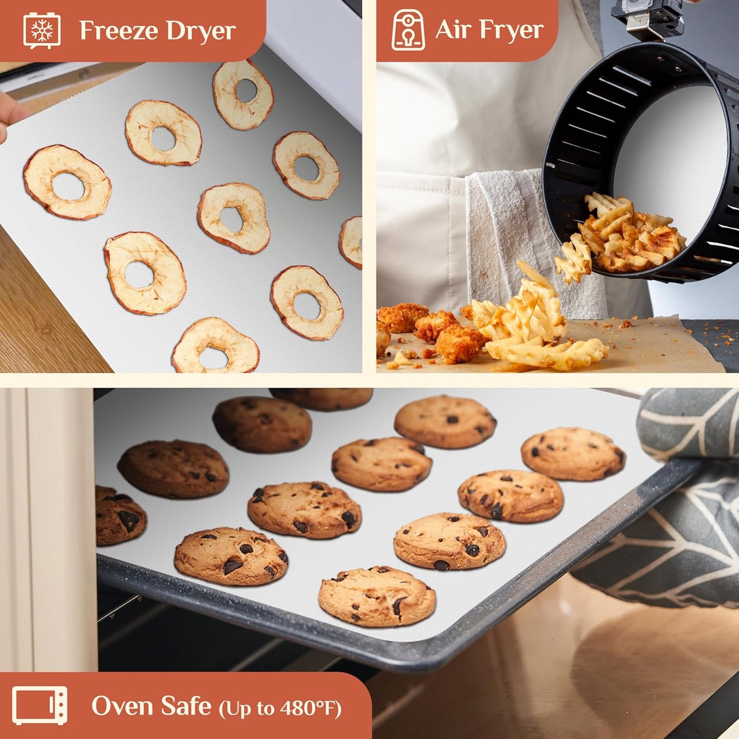 Silicone Baking Mat, 16 IN x 6 FT Free Cutting Baking Sheet,Non-Stick Reusable Dough & Pastry Mat,Non-Slip Silicone Mat Roll for Air Fryer Liner,Freeze Dryer,Oven Baking Pan,Kitchen Counter