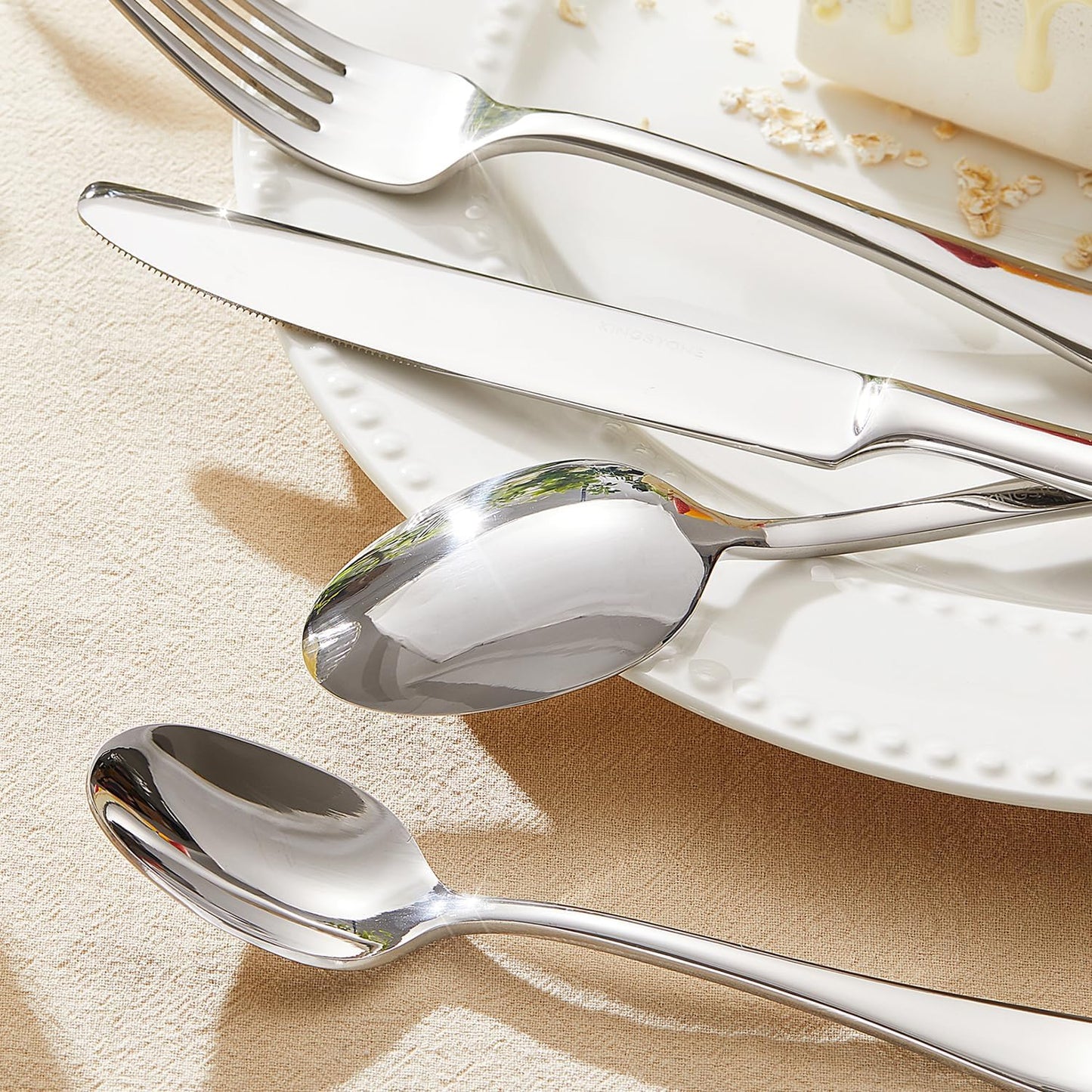 KINGSTONE 30 Pieces Silverware Set for 6, Premium Stainless Steel Flatware Set, Heavy Duty and Modern Design Cutlery Set, Mirror Polished, Dishwasher Safe