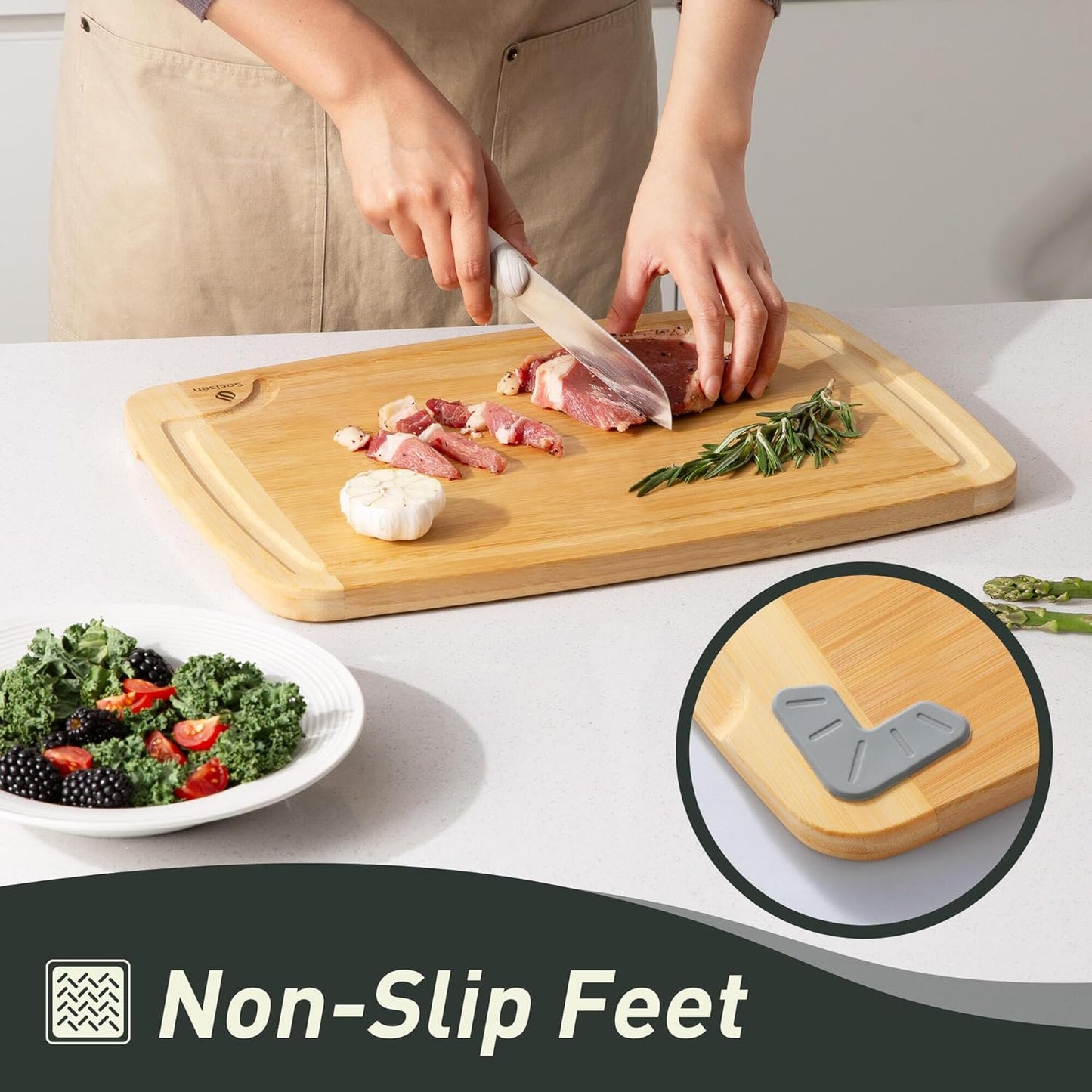 Bamboo Cutting Board Set Non Slip Feet Over Sink Brides Her Wedding Day Bridal Shower Engaged Engagement Hostess Couple Newly Wed House Christmas Married Future Mrs fiancee Unique Cool Gifts