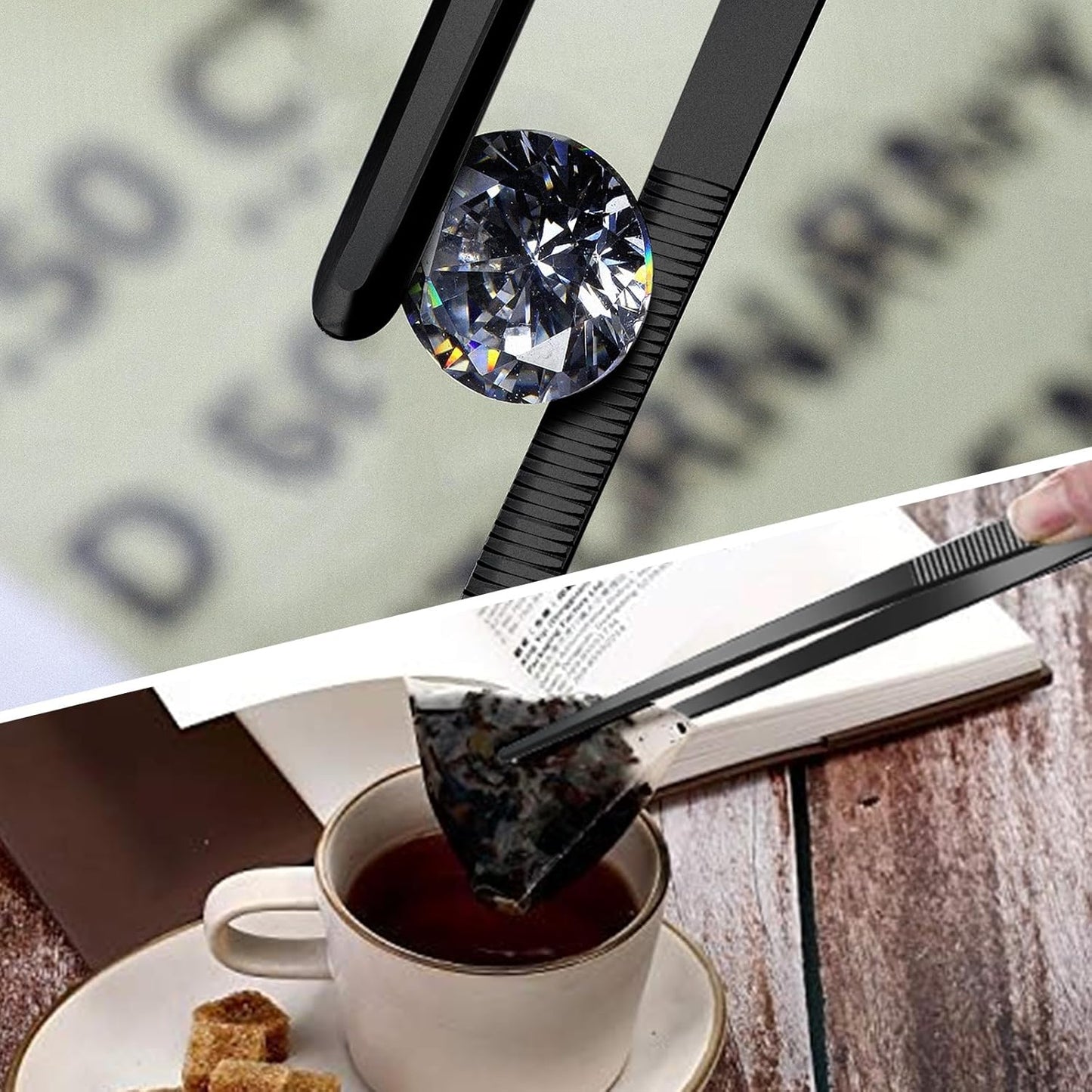 Yaomiao 4 Packs 12 Inch Bar Tweezers Black Long Garnish Tongs Stainless Steel Kitchen Cooking Tongs Tweezers for Food Cocktail Korean BBQ Bartender Chef, Multi-use