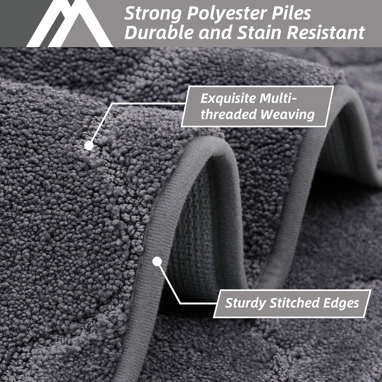 COSY HOMEER-Kitchen-Rugs 20"x48" Non-Slip Absorbent Soft Kitchen Runner Rug Polyester Kitchen Mats for Floor Washable Kitchens Standing Floor Mat for Sink Mat,Hallway,Laundry,Dark Grey