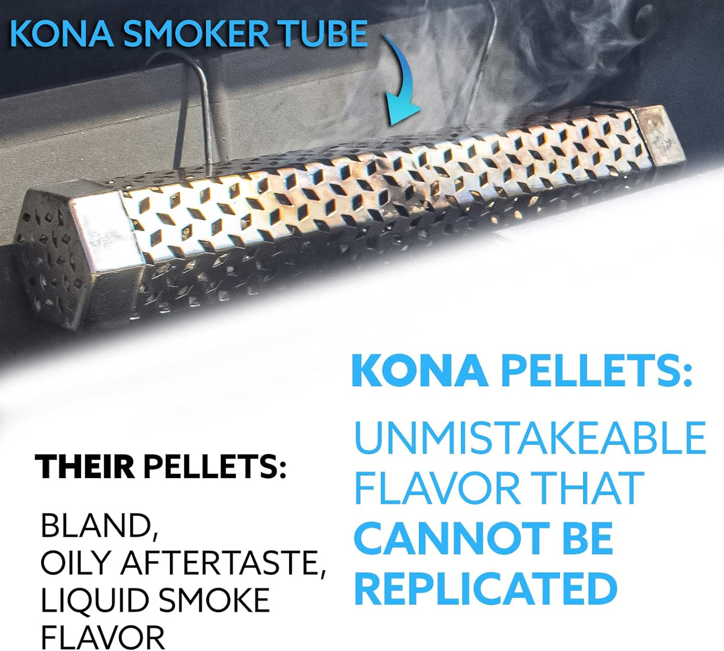 Kona Premium Blend Wood Pellets - Concentrated, Pure, Old Growth Hardwood Grilling Pellets - for BBQ, Smoker Tubes, Grills - 8 lbs Our Highest Rated in Blind Taste Testing