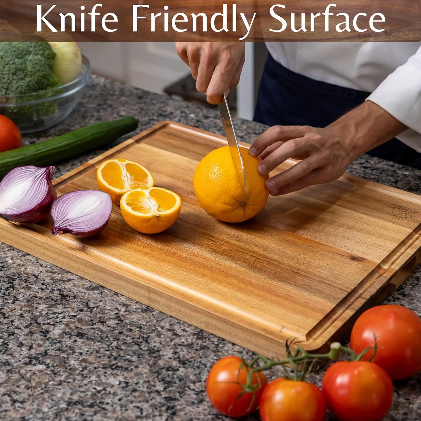 Acacia Wood Cutting Board (20x15x1.2 In.) - Large Thick Edge Grain Wooden Chopping Boards for Kitchen, Giant XL Organic Hardwood Carving Block for Raw Meat