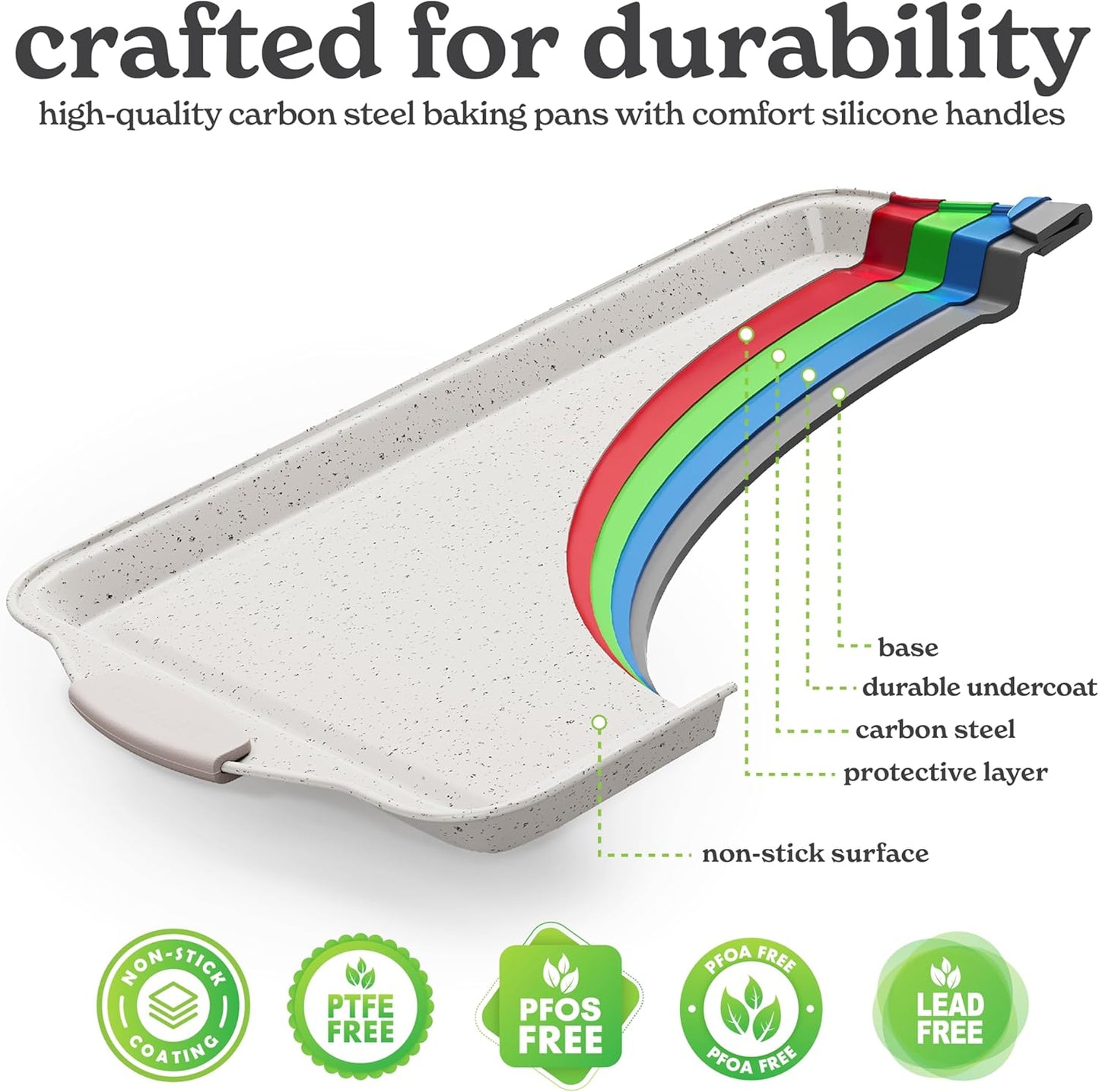 Country Kitchen Nonstick Stackable Bakeware Set - Heavy Duty, Durable, Easy Release Baking Set, Cream, 10 Pcs