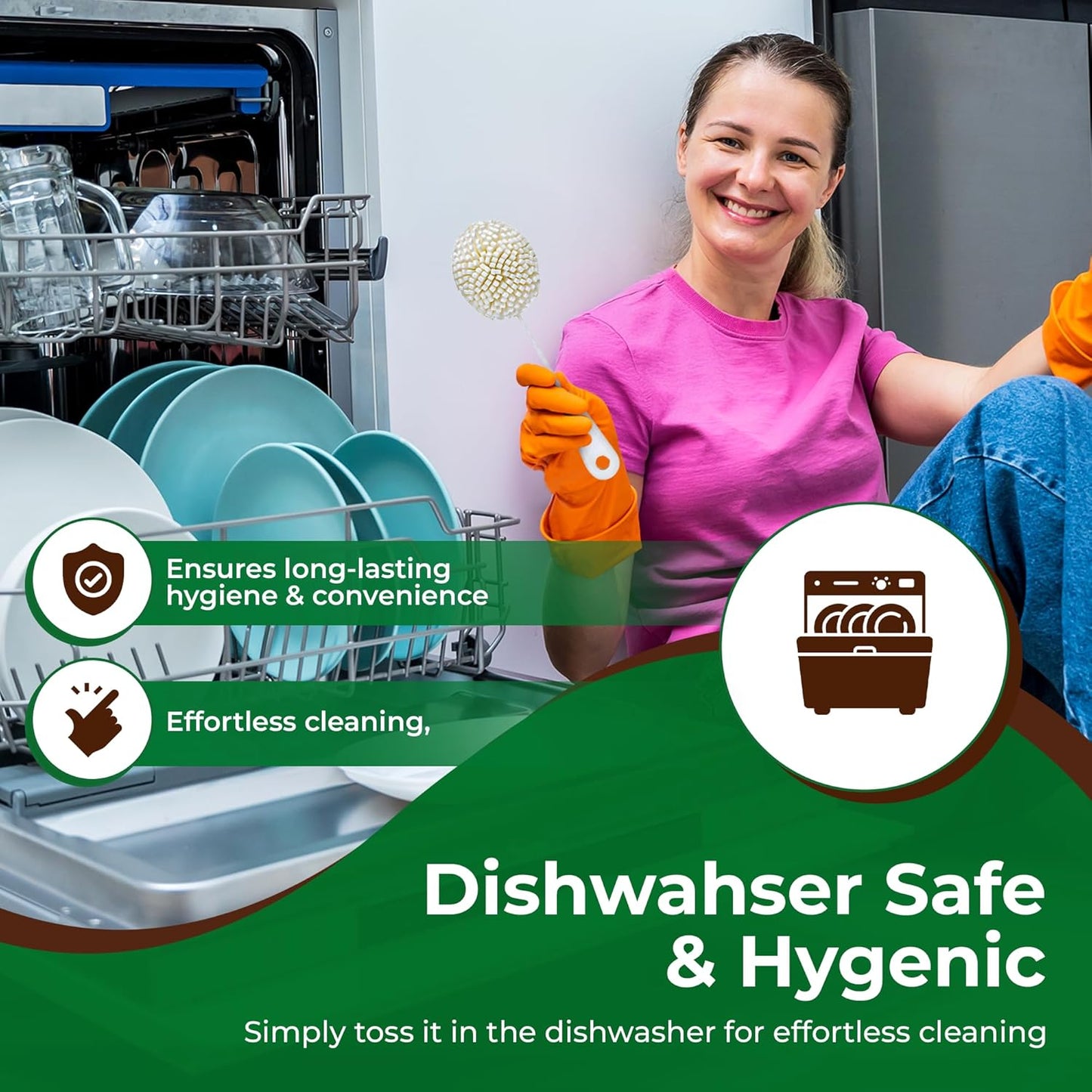 Tupkee Small Glass Cleaning Brush – Soft Non-Scratch Foam Bristles – Glass Cleaner Brush for Brandy, Cognac, Small Goblets, Crystal Glasses & Mugs – Fits Tupkee 14oz & 8oz Glass Tumbler – Made in USA