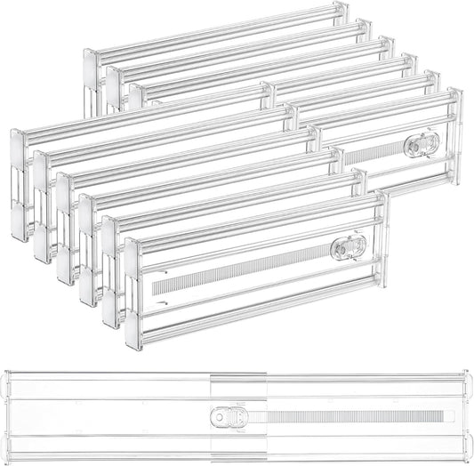 Vtopmart 12 Pack 4" Regular Upgrade Drawer Dividers for Clothes, 12.8"-22.3" Expandable Dresser Drawer Organizer, Clear Plastic Separators for Dresser, Baby Clothing, Underwear, Cosmetic, Toiletries