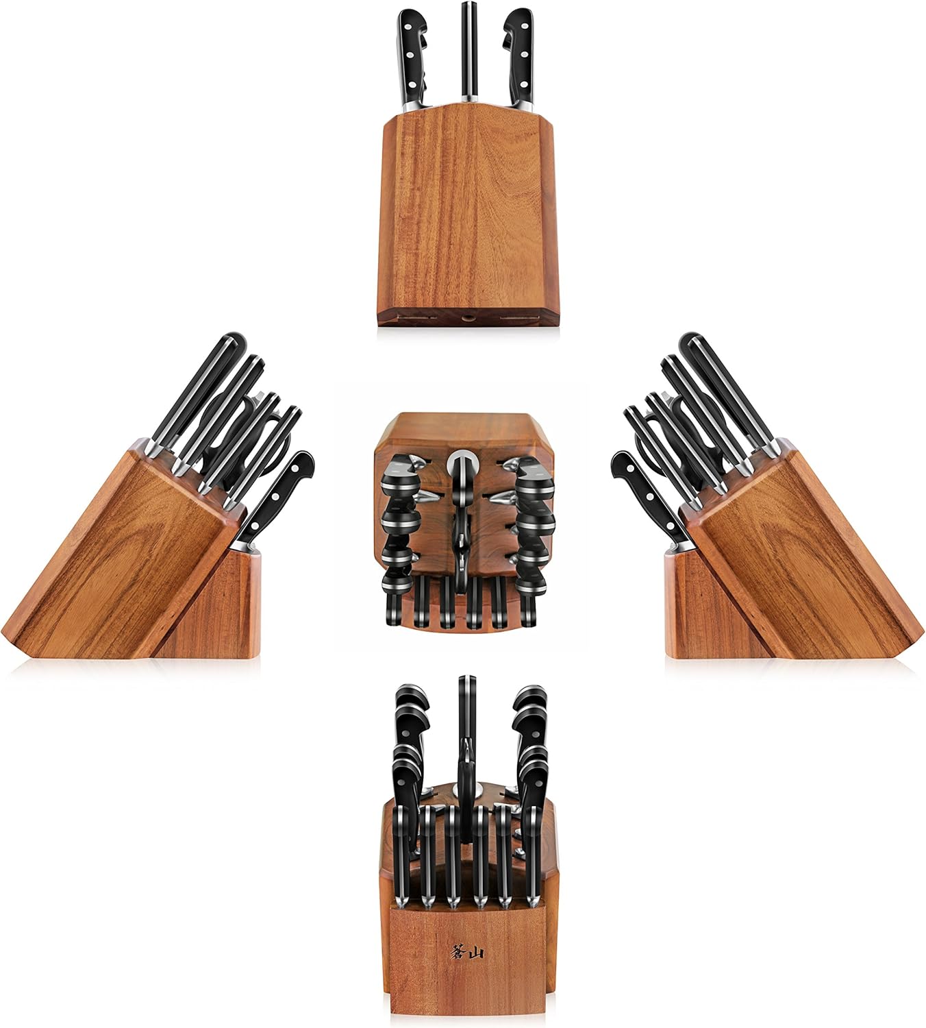 Cangshan TV2 Series 1023053 Swedish 14C28N Steel Forged 17-Piece Knife Block Set, Acacia