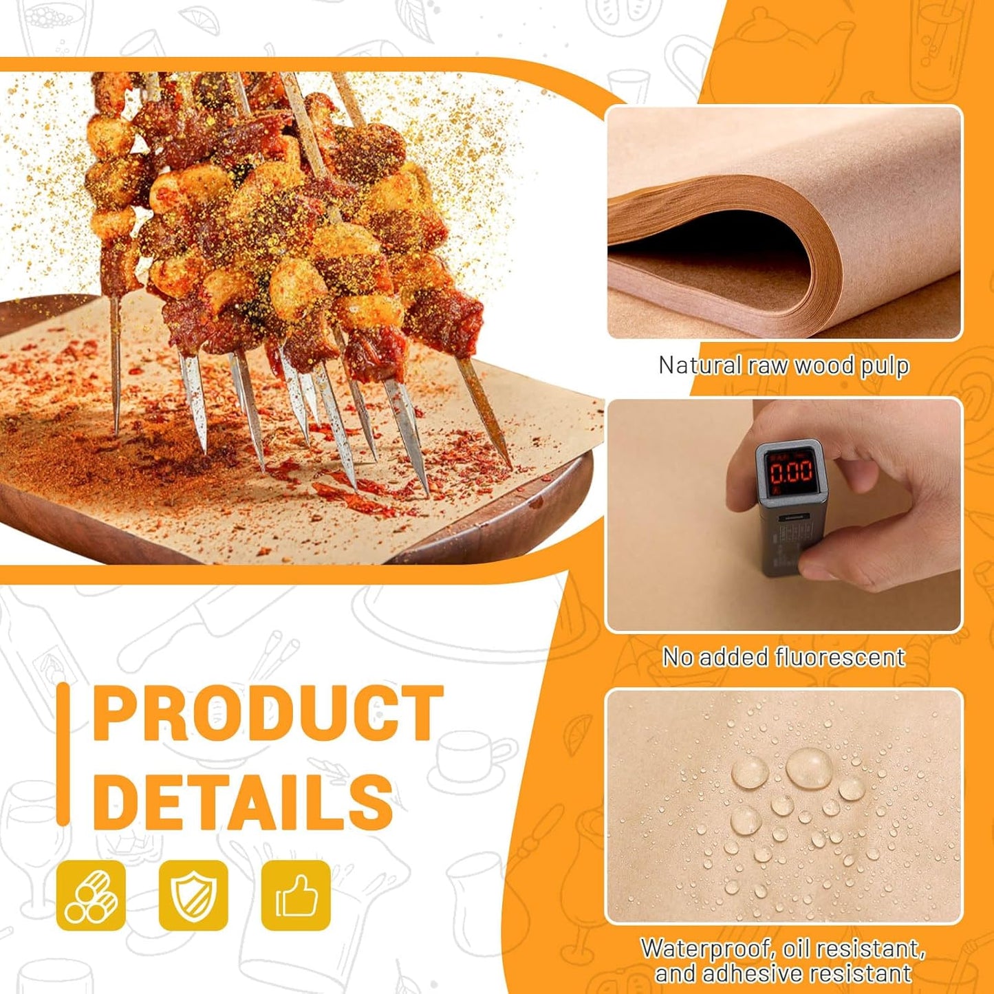 Huakaile 200 Pieces Unbleached Parchment Paper Air Fryer Liners Freeze Dryer Tray Mats, 17 x 6.8" Baking Paper Sheets for Oven Nonstick, Cooking Accessories Parchment Roll for Bread Cake Pans