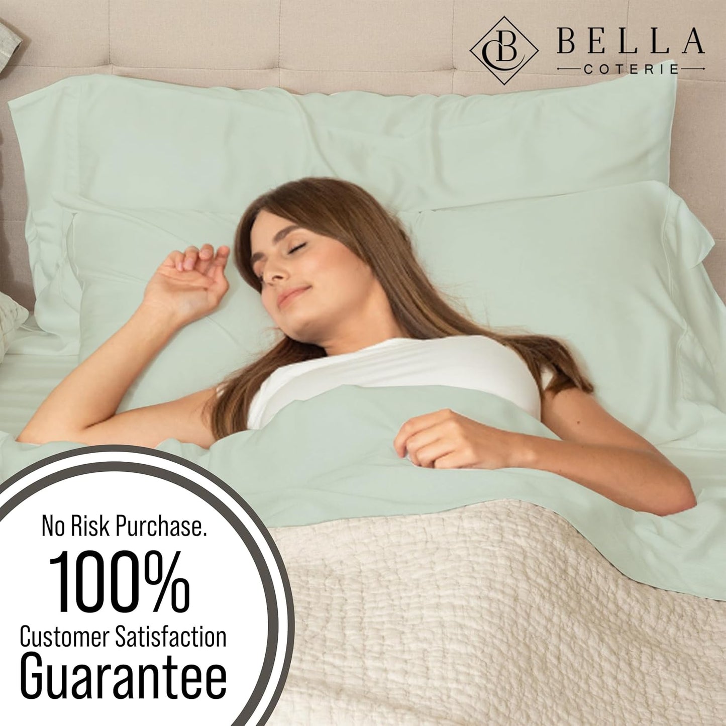 Bella Coterie Luxury Bamboo Viscose Cal King Size Sheet Set | 100% Organically Grown | Ultra Soft | Cooling for Hot Sleepers | 18" Deep Pocket [Sea Glass]
