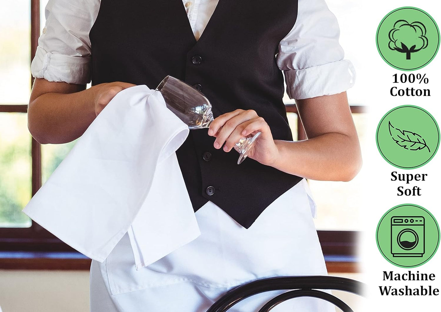 RUVANTI Flour Sack Towels 24 Pack 28x28 Inch, 100% Cotton Tea Towel, Reusable, Machine Washable, Absorbent BarTowels - Dish Cloth Perfect for Drying Dishes & Cleaning - White