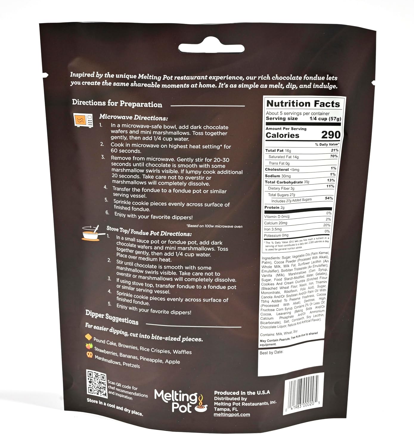 Melting Pot Chocolate Fondue; Mini Chocolate Wafers For Melting, Cookies & Cream Dark Chocolate Flavor, Pack of 3, 9.75oz Bags