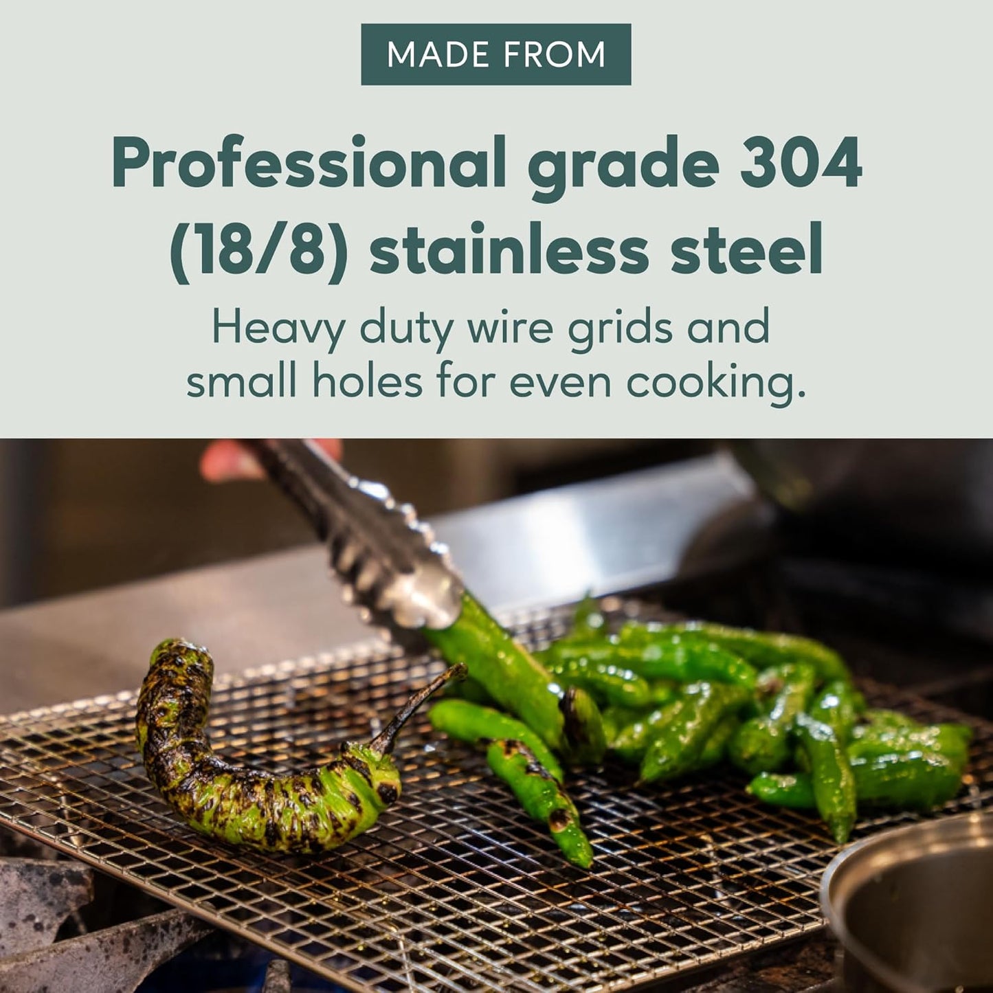 Ultra Cuisine Oven-Safe, Dishwasher-Safe 100% Stainless Steel Cooling & Baking Rack Set - Tight-Wire Bake for Oven Cooking - Heavy Duty - 8.5x12 - Set of 2 - Small Quarter Sheet Pan Cooling Racks