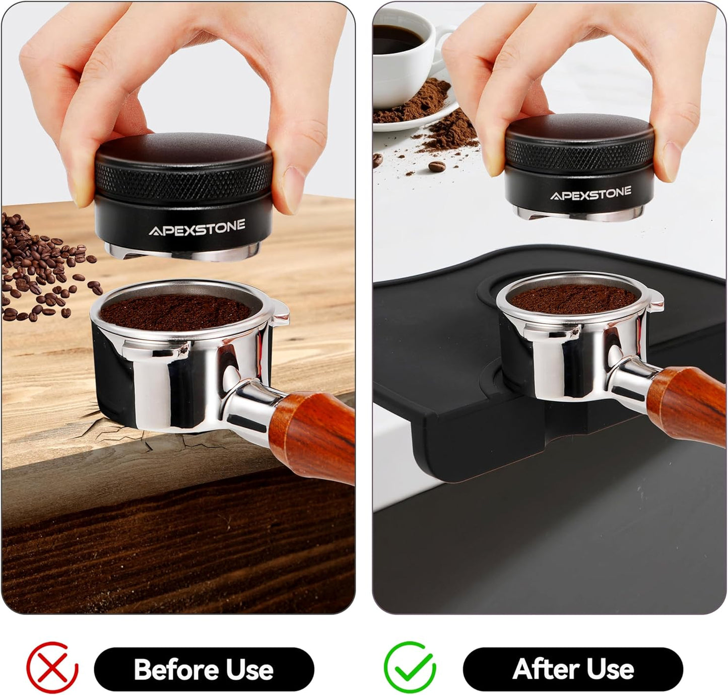 Apexstone Silicone Coffee Tamper Mat 8 Inch X 6 Inch, Espresso Silicone Mat, Espresso Tamper Mat, Coffee Tamp Mat