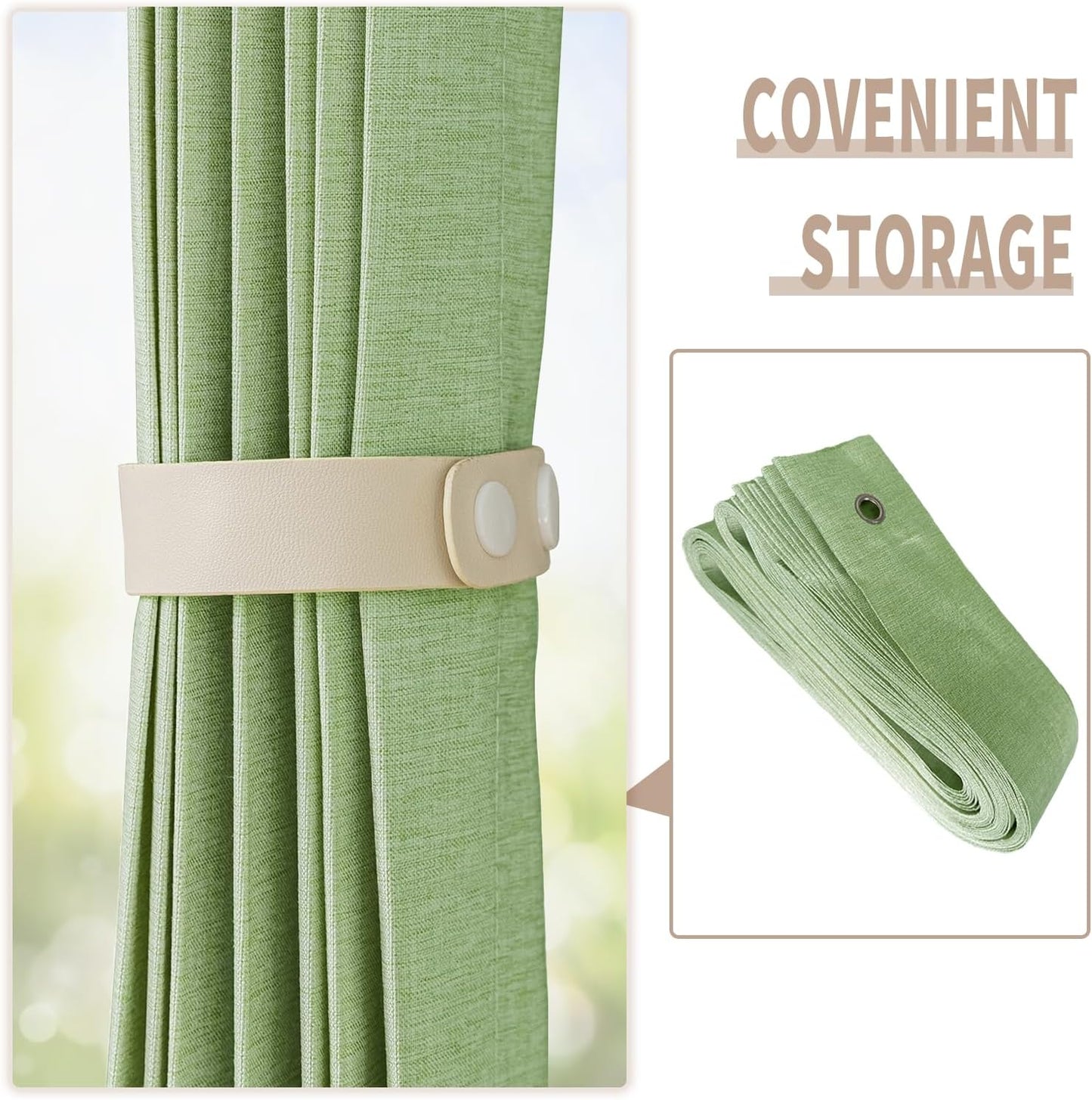 Vatge Curtain for Closet Without Door - Accordion Folding Door Curtain for Doorway, and Open Closet, Hanging Privacy Curtain Wall for Room Separation,1 Panel with Tieback, W52 x L78, Green