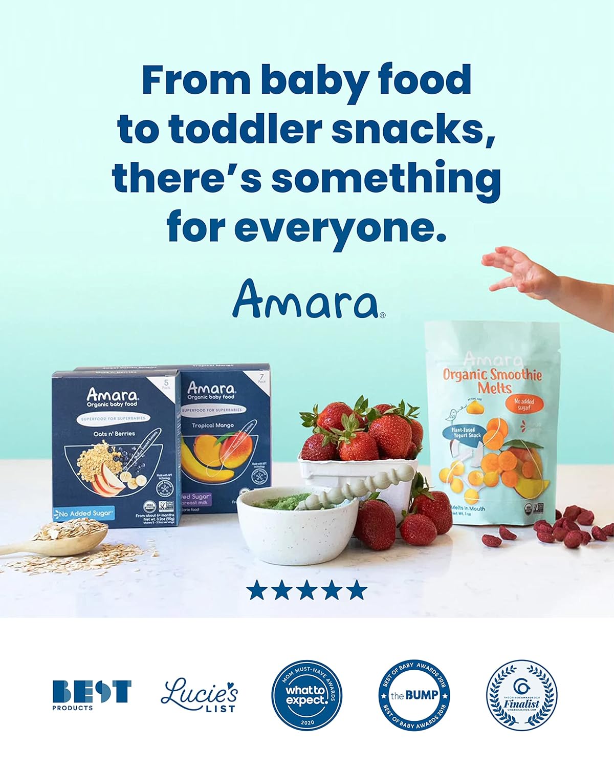 Amara Smoothie Melts - Mango Carrot - Baby Snacks Made With Fruits and Vegetables - Healthy Toddler Snacks For Your Kids Lunch Box - Organic Plant Based Yogurt Melts - 6 Resealable Bags