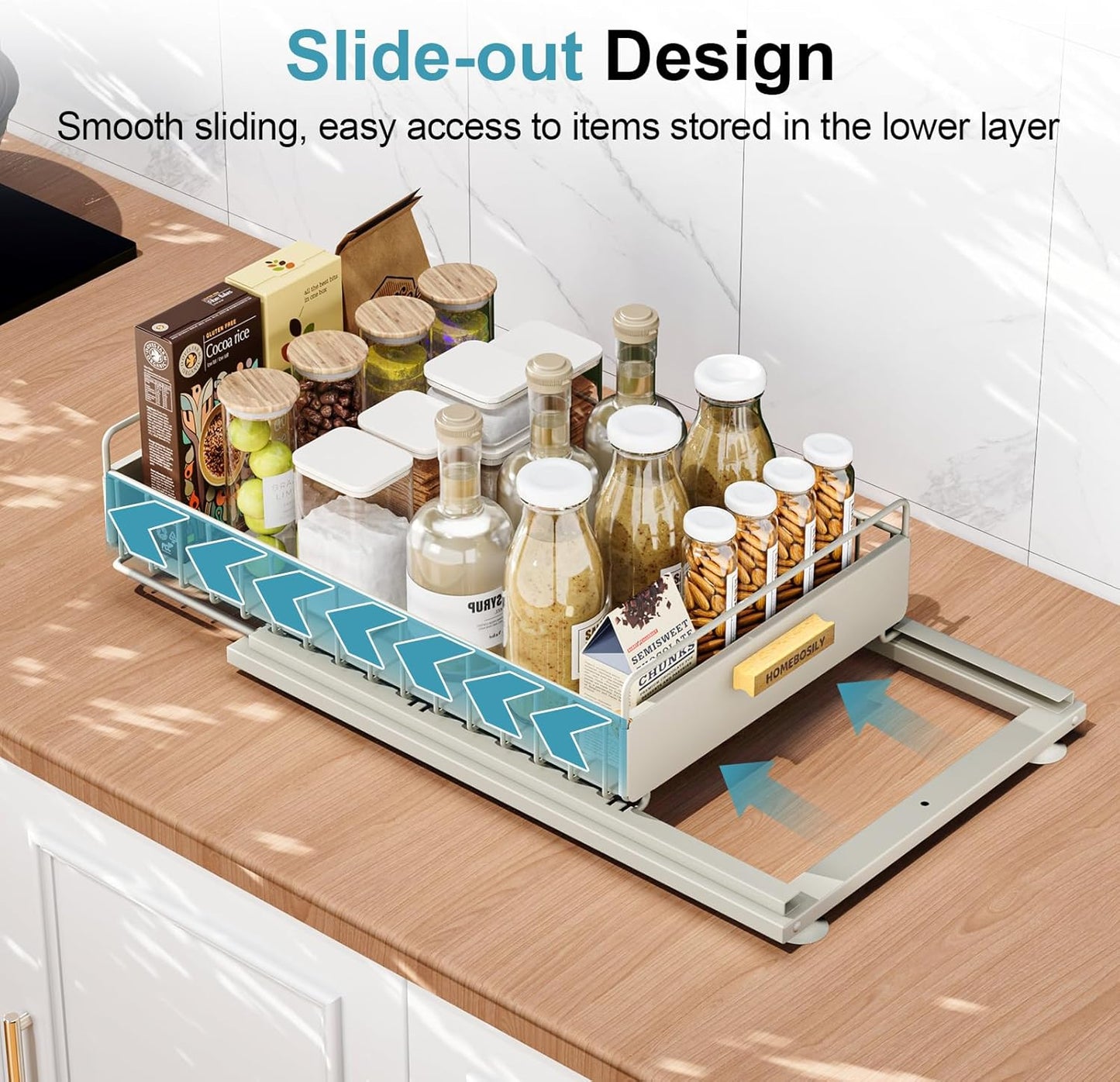 Under Sink Organizer - Under Sink Organizers and Storage Shelves, Multi-Use Kitchen and Bathroom Pull Out Cabinet Organizer with Sliding Drawers, Bathroom Cabinet Organizer, Gray