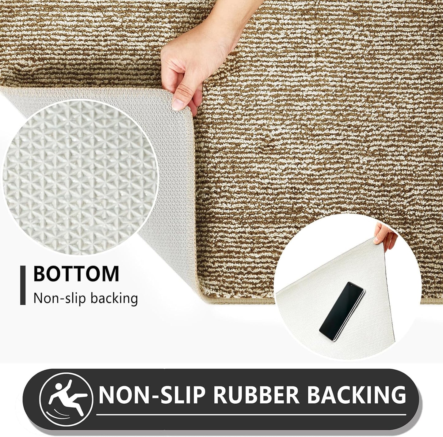 REFETONE Indoor Doormat, Front Door Mat 20"x32" Absorbent Rubber Backing Non Slip Back Door Mats, Washable Low-Profile Inside Floor Mat Door Rugs for Entryway, Resist Dirt Mud Mat for Dogs, Coffee