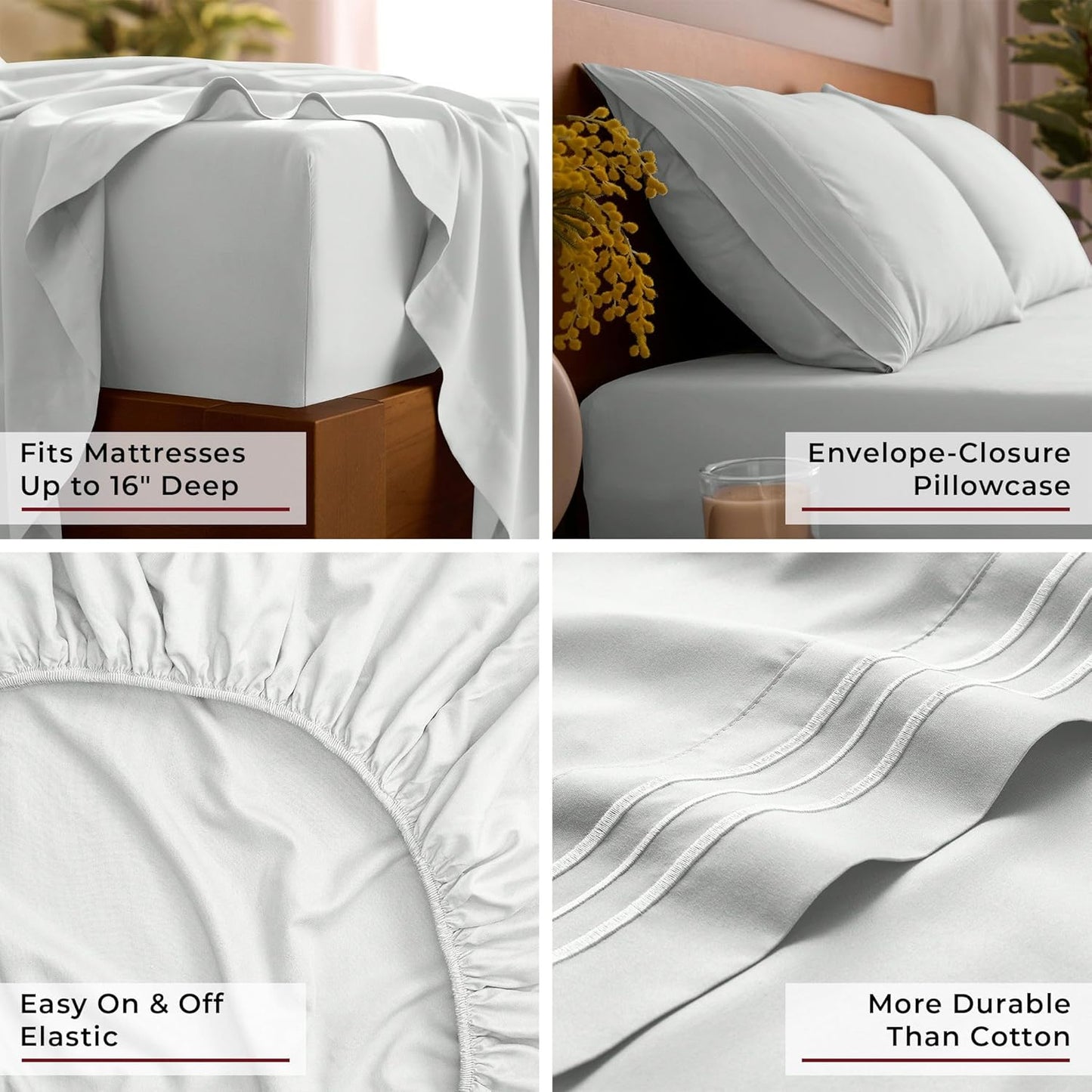 Mellanni Full Sheets Set - 4 PC Iconic Collection Bedding - Hotel Luxury, Extra Soft, Cooling Bed Sheets - Wrinkle, Fade, Stain Resistant (Full, Ivory)