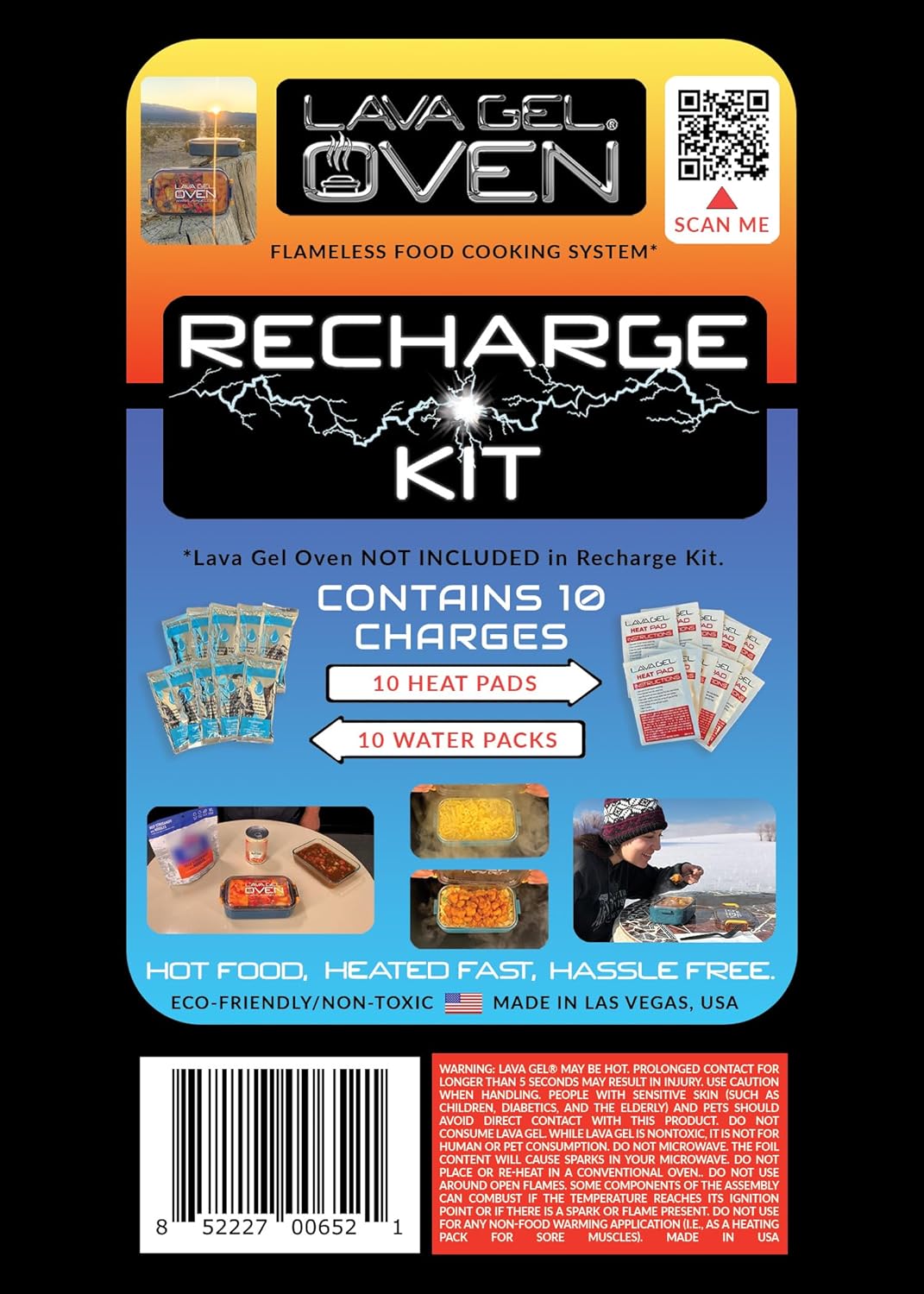 Oven Recharge Kit - Contains 10 Water Packs & 10 Heat Pads for Food - Portable Food Warmer - Innovative Food Heating Pad - Keep Food Warm with This Hot Pack- Compact & Efficient Food Warmers