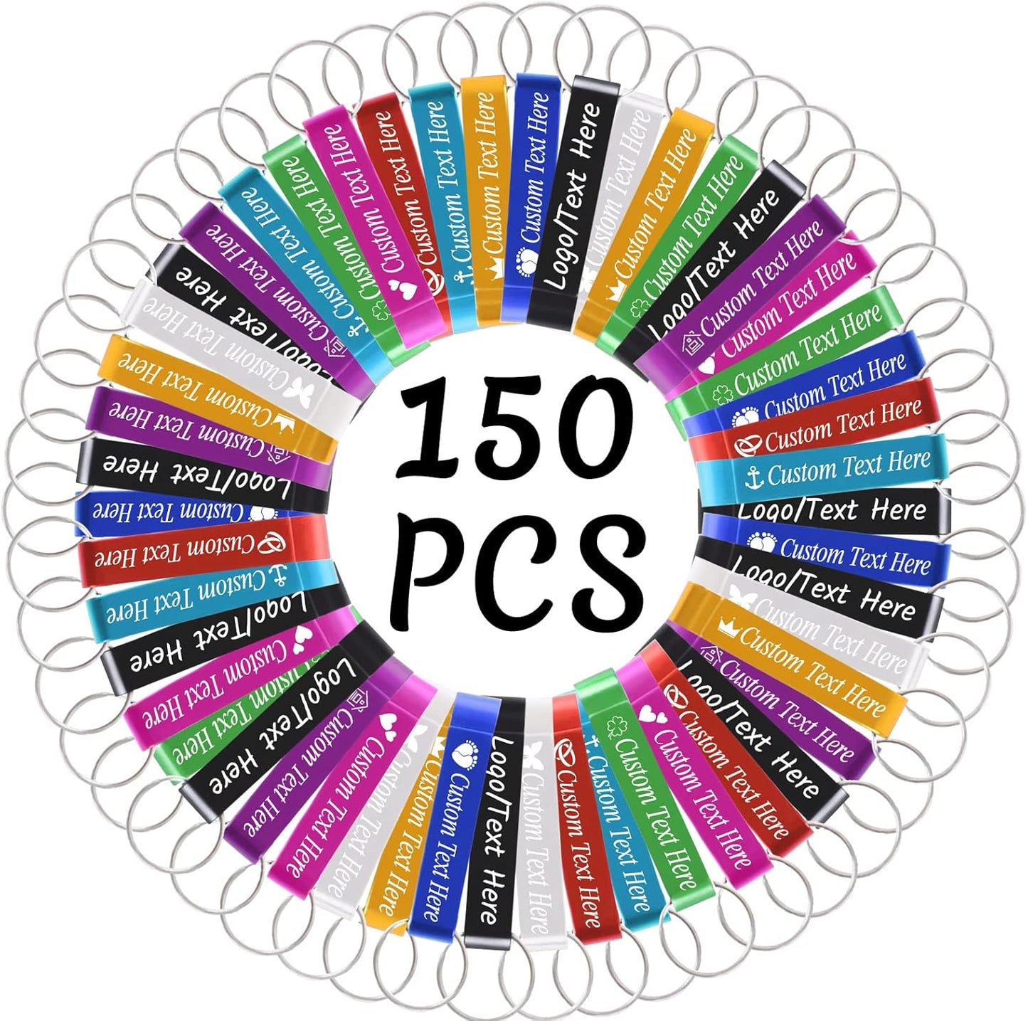 150PCS Personalized Bottle Opener Keychain Bulk Custom Beer Bottle Opener with Logo Text Engraved Wedding Bottle Opener Favors Customized Gifts for Guests Baby Shower Birthday Party-Assorted