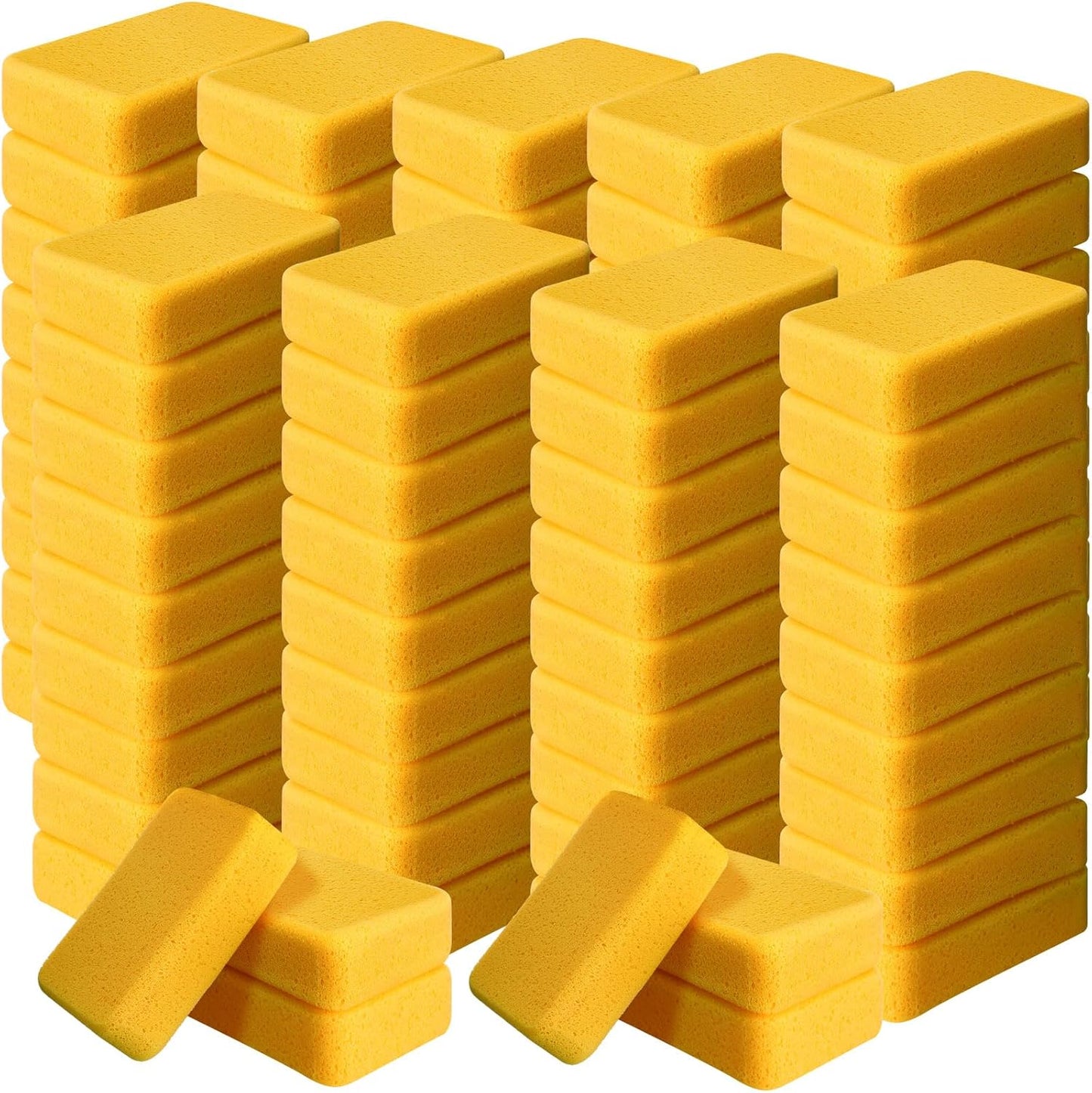 Tioncy 84 Pcs Large Sponges Bulk 7.5 x 5.5 x 1.9 Inch Grouting Car Wash Foam Cleaning and Washing Sponge Commercial Foam Large All Purpose for Cleaning Dishes Car Tile Bike (Yellow)