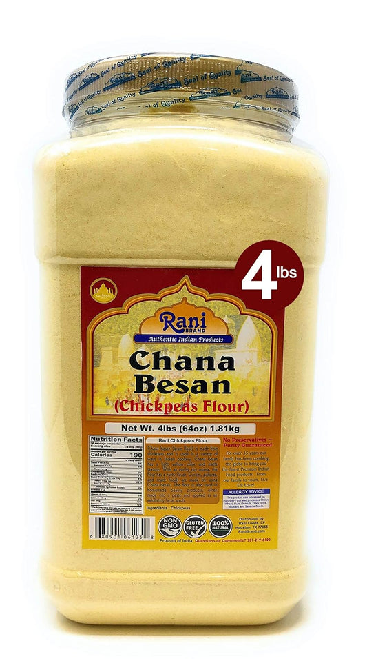 Rani Chana Besan (Chickpeas Flour, Gram) 64oz (4lbs) 1.81kg Bulk PET Jar ~ All Natural | Vegan | Gluten Friendly | NON-GMO | Kosher | Indian Origin
