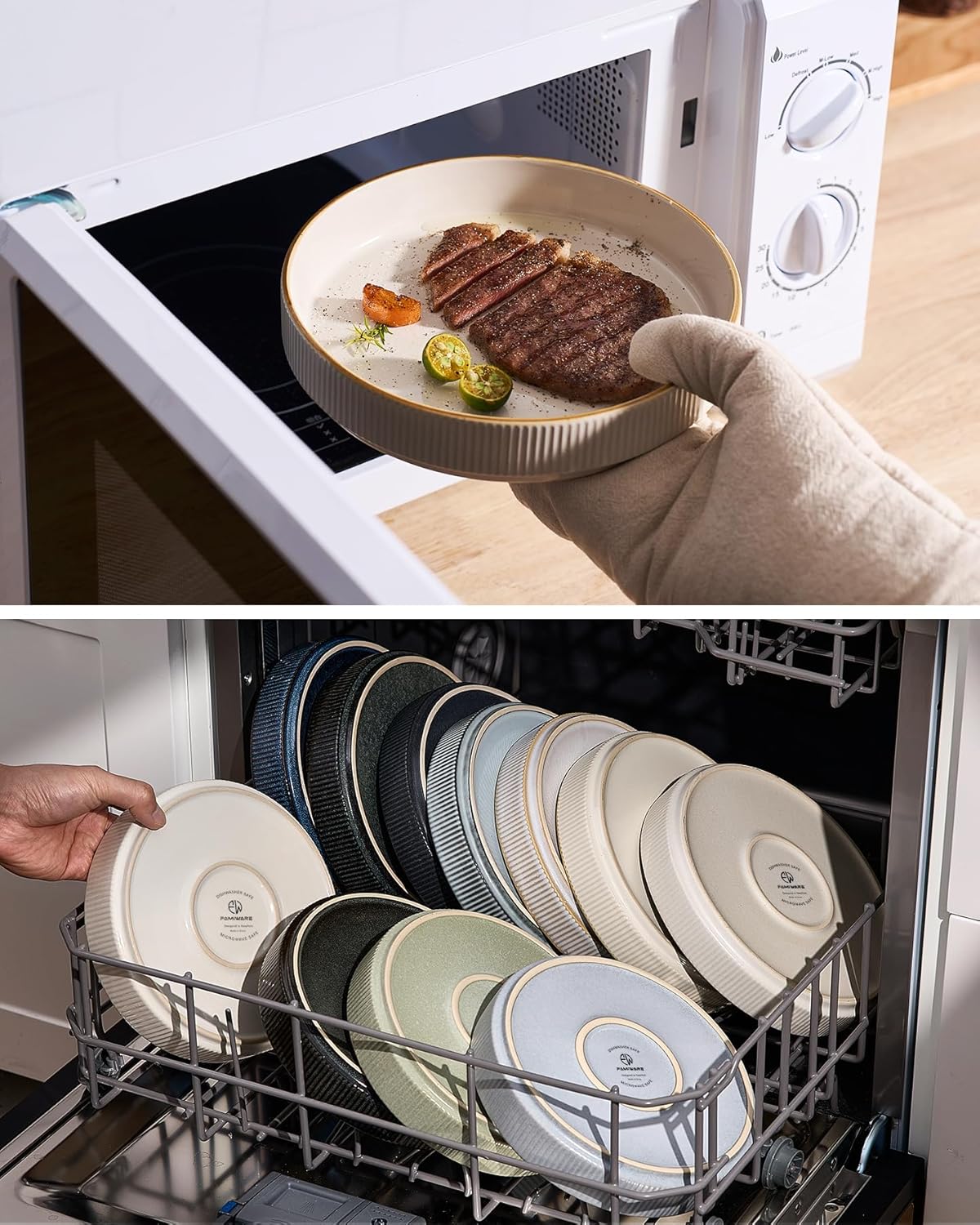 famiware Star 7.5" Pasta Bowls Set, Salad Bowl Set of 6, Double Reactive Glaze, Stackable, Perfect for Your Friend for Housewarming, Thanksgiving, Christmas, White