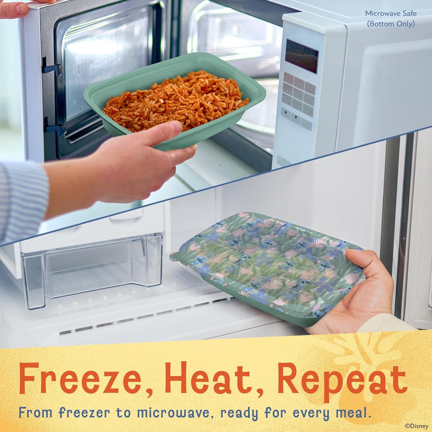 Disney Meal Prep Containers - 20-Piece Reusable Food Containers with Lids - Freezer, Microwave & Dishwasher Safe - Featuring Mickey & Minnie, Lilo & Stitch