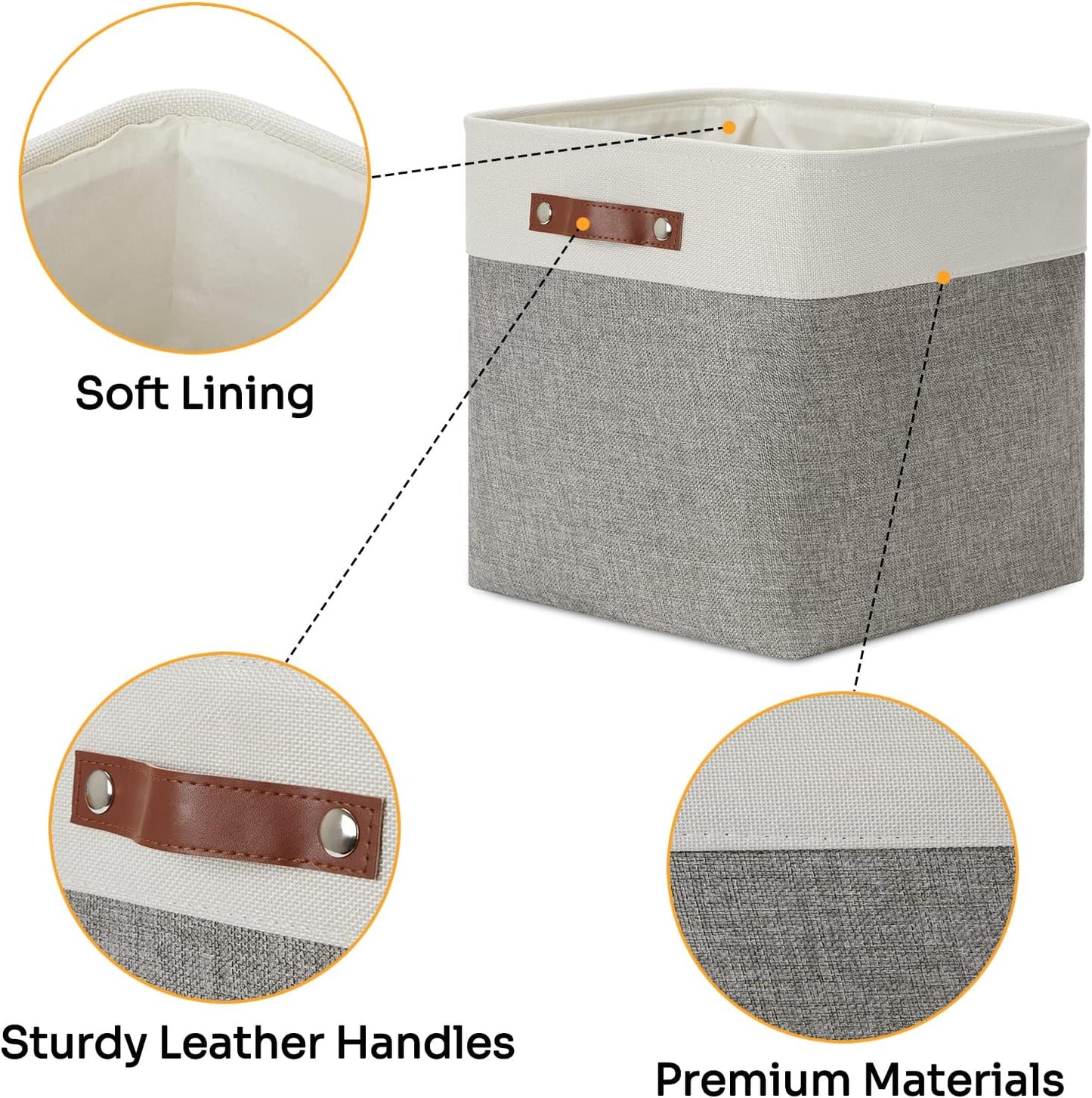 DULLEMELO 13 inch Fabric Storage Cubes 4 Pack Foldable Baskets/Bins for Home Office Organizer Closet, Shelves, Toy, Nursery