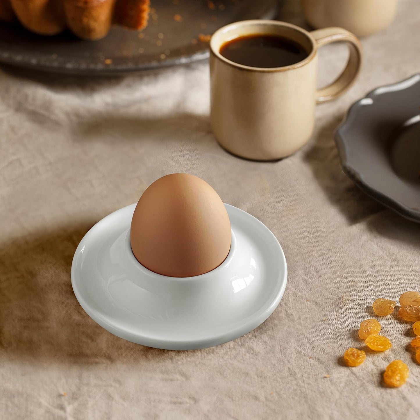 Cinf Ceramic Egg Holder Gift Set of 4 Porcelain Holder Breakfast Boiled Cooking Easy to Clean Childhood Memories Kitchen