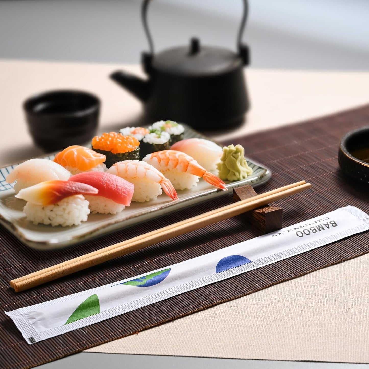 VIWIK 100 Pairs Premium Disposable Chopsticks - Individually Wrapped Natural Bamboo Reusable Chopstick - Japanese Korea Wooden Chop sticks, Portable Individually Wrapped chopsticks, 9 Inch