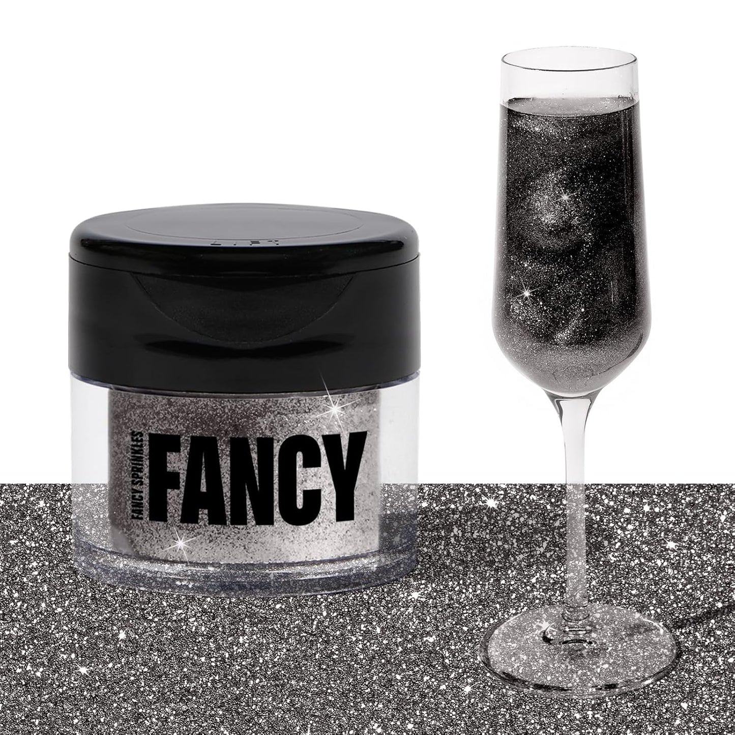 Fancy Sprinkles Halloween Onyx Black Premium Edible Glitter, 100% Edible Glitter for Sparkling Food & Drinks No Taste or Texture (4gm)