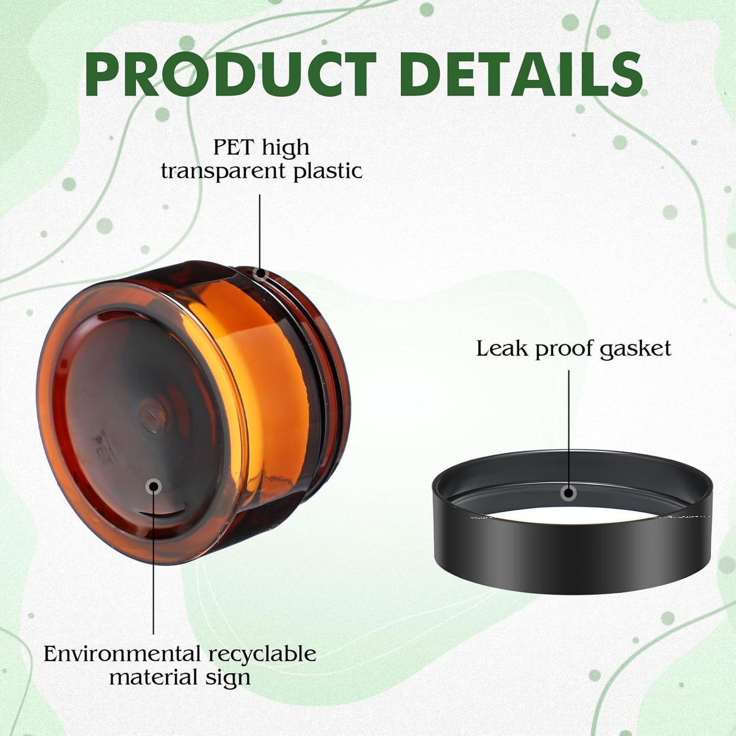 SATINIOR 6 Pack 2 oz Plastic Jars Containers with Lids Wide-mouth Refillable Leakproof Reusable Round Empty Jars for Travel Cosmetic Dry Food Spice Candy Cookie Home Kitchen Organizing(Amber)