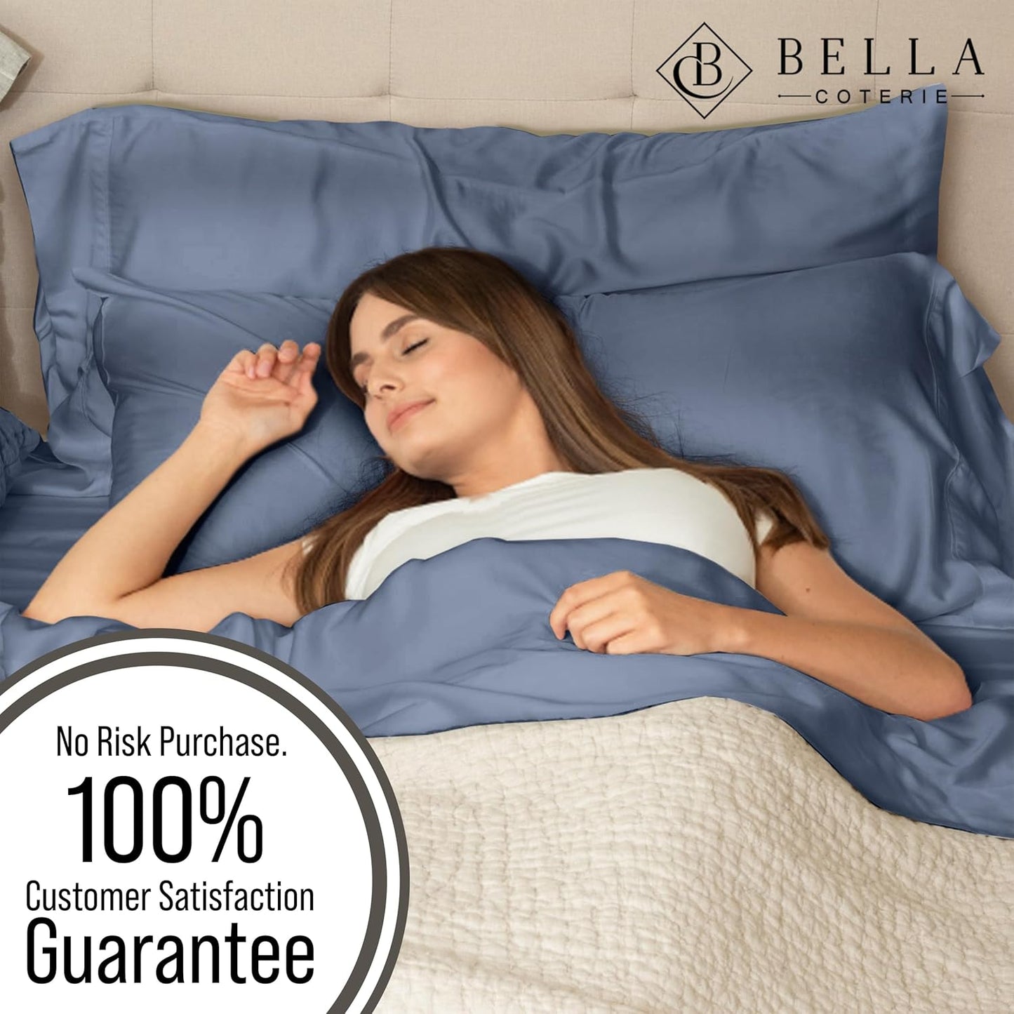 Bella Coterie Luxury Bamboo Viscose King Size Sheet Set | 100% Organically Grown | Ultra Soft | Cooling for Hot Sleepers | 18" Deep Pocket [Slate Blue]