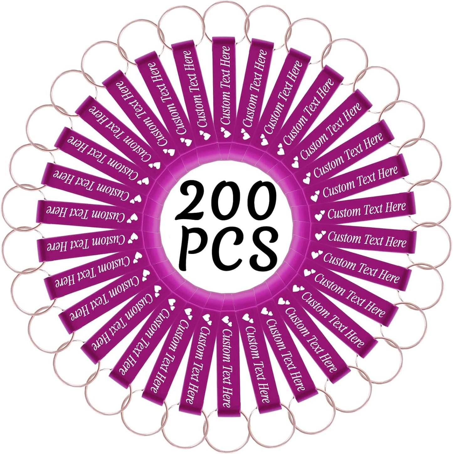 200PCS Personalized Bottle Opener Keychain Bulk Custom Beer Bottle Opener with Logo Text Engraved Wedding Bottle Opener Favors Customized Gifts for Guests Baby Shower Birthday Party-Pink