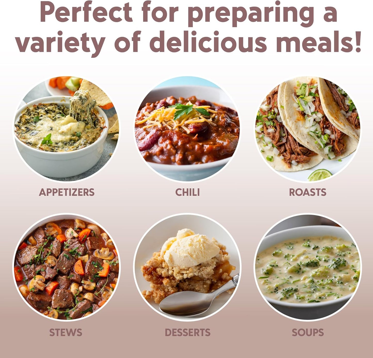 COOK WITH COLOR 2QT Mini Electric Round Slow Cooker - Adjustable Settings, Removable Stoneware Pot, Tempered Glass Lid, Dishwasher Safe, Cool-Touch Side Handles, Dusty Rose